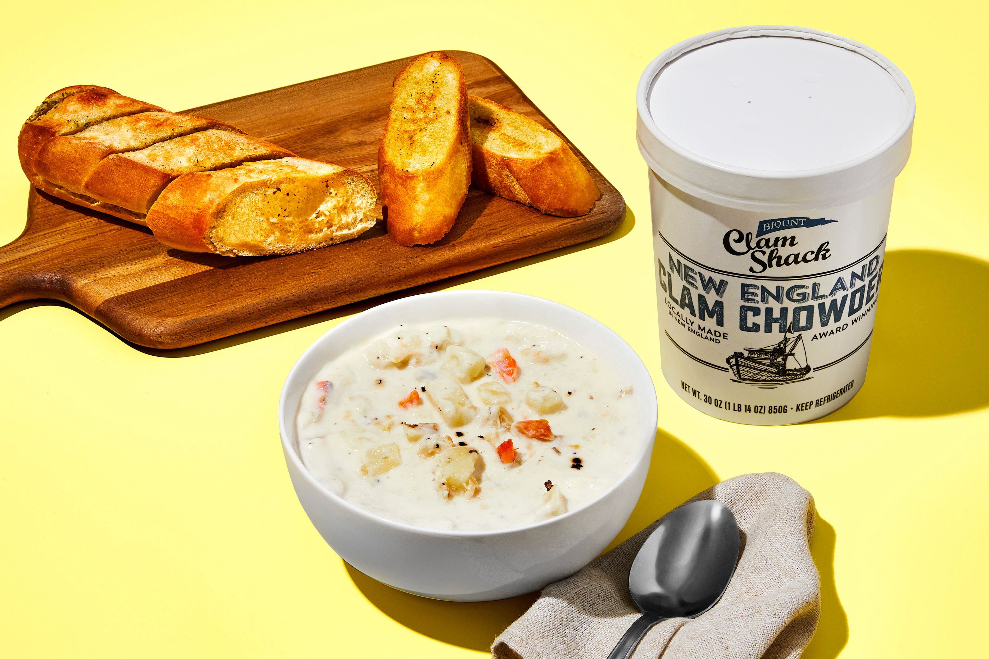 New England Clam Chowder + Garlic Bread