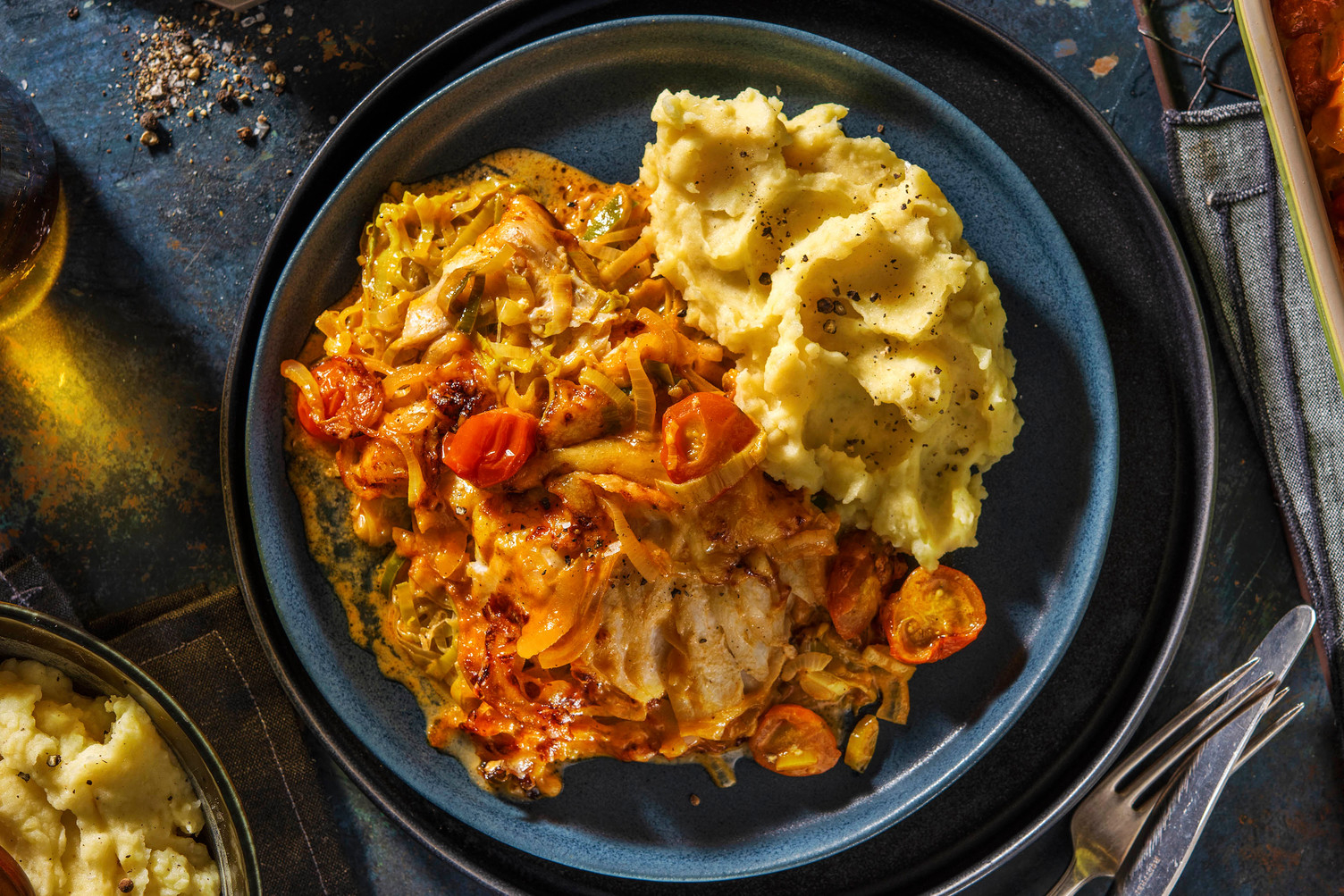 Gratin de cabillaud et poireau à la crème