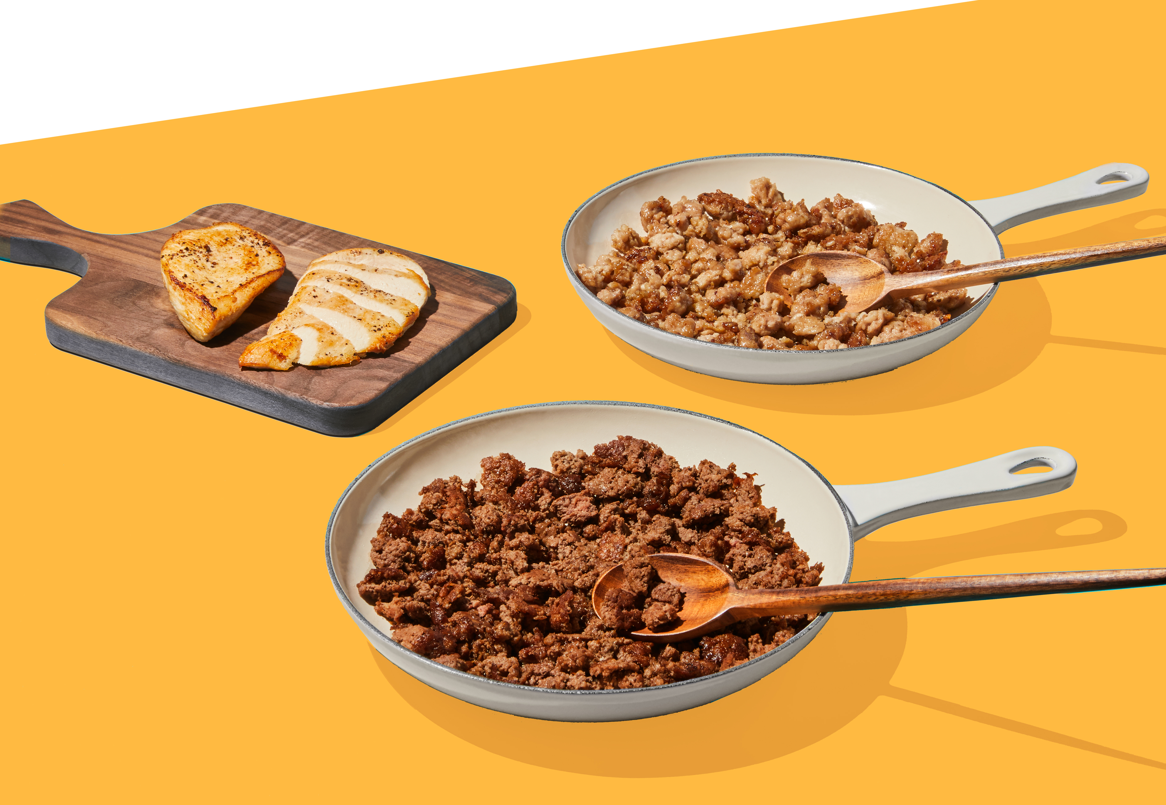 Chicken Breasts, Ground Beef + Chicken Sausage Mix