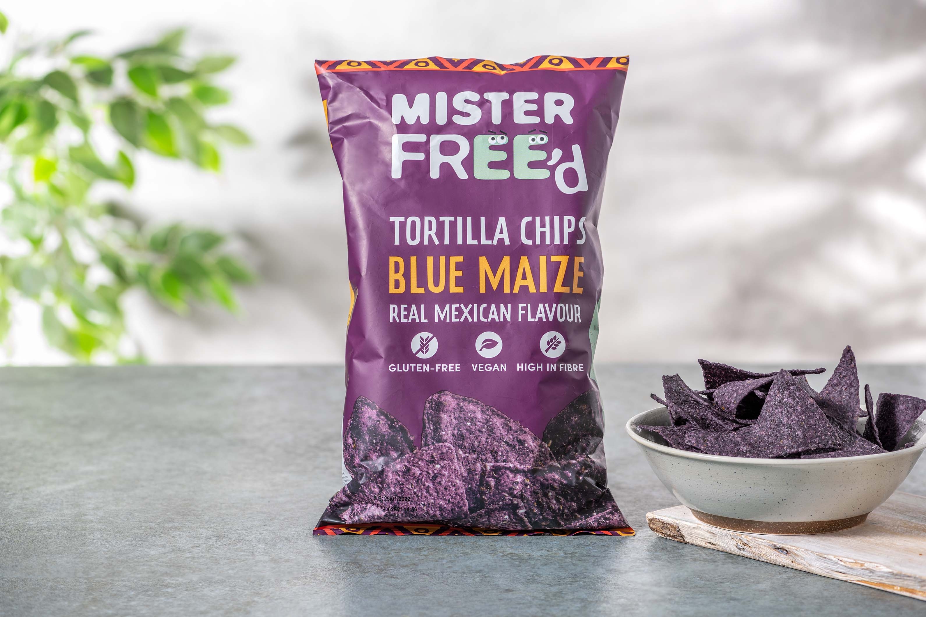 Mister Free'd Tortilla Crisps Blue Maize EN/FR/NL/DE/SE (135g)