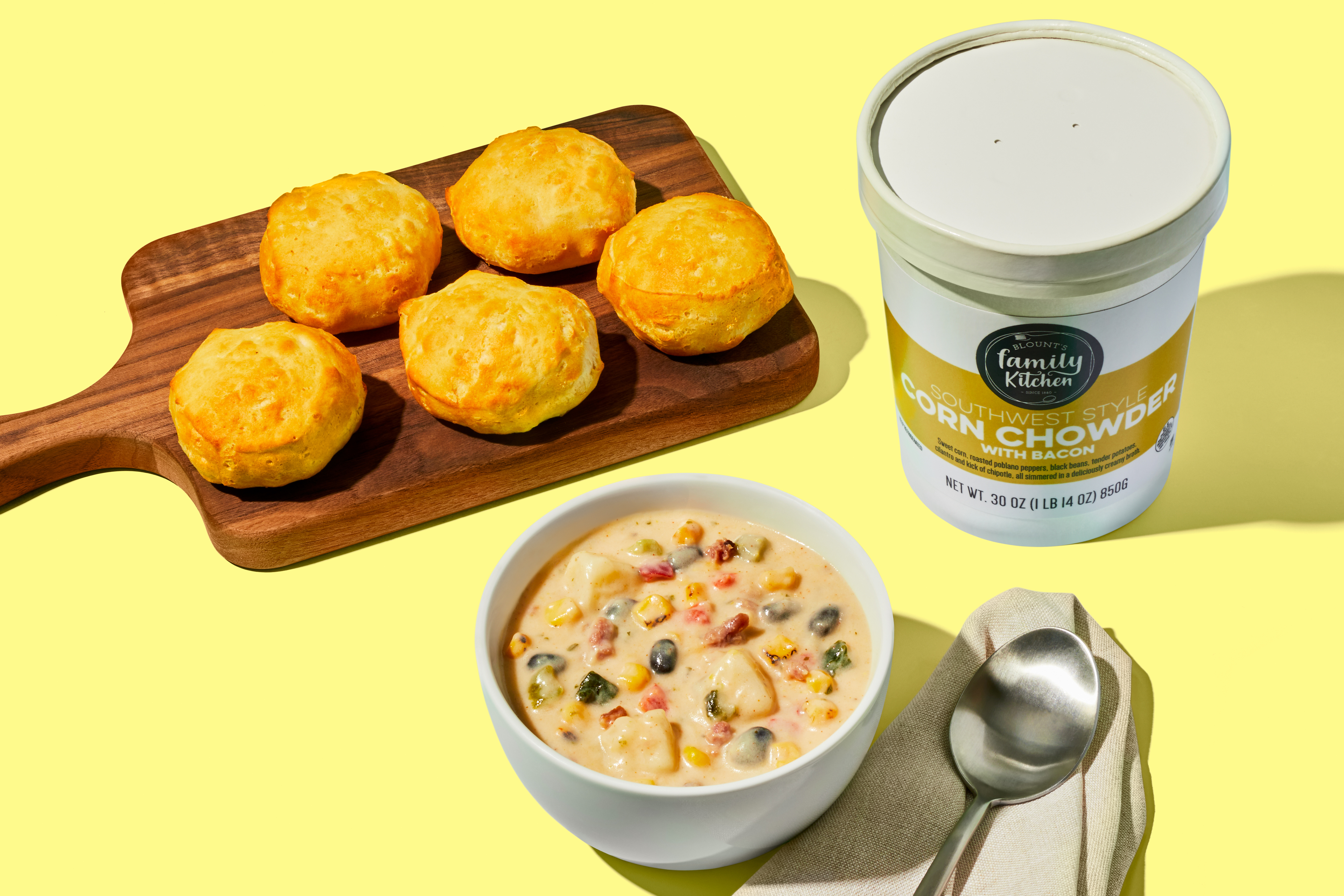 Southwest Corn Chowder & Biscuits