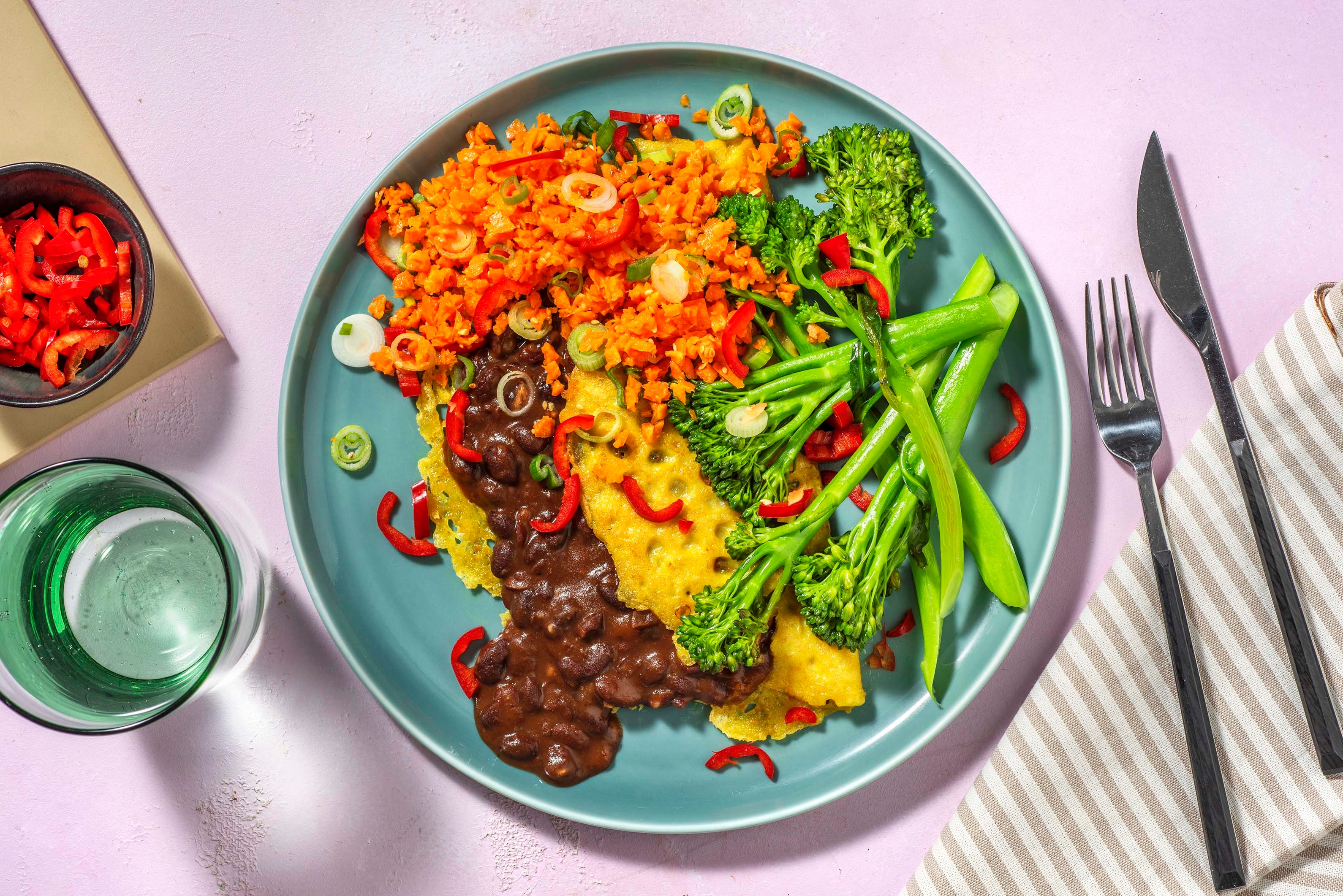 Kokos-Curry-Pfannkuchen mit Bohnenfüllung