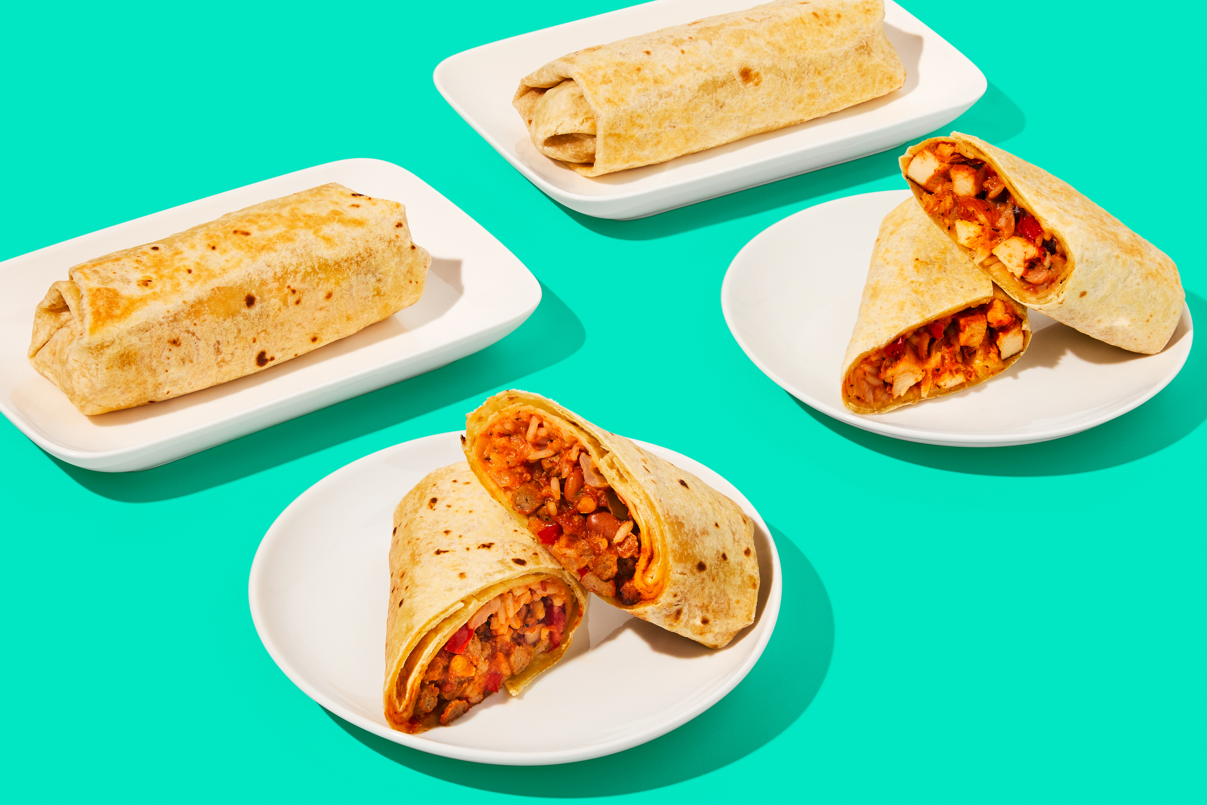 Chicken Fajita-Spiced Burritos + Beef & Bean Burritos