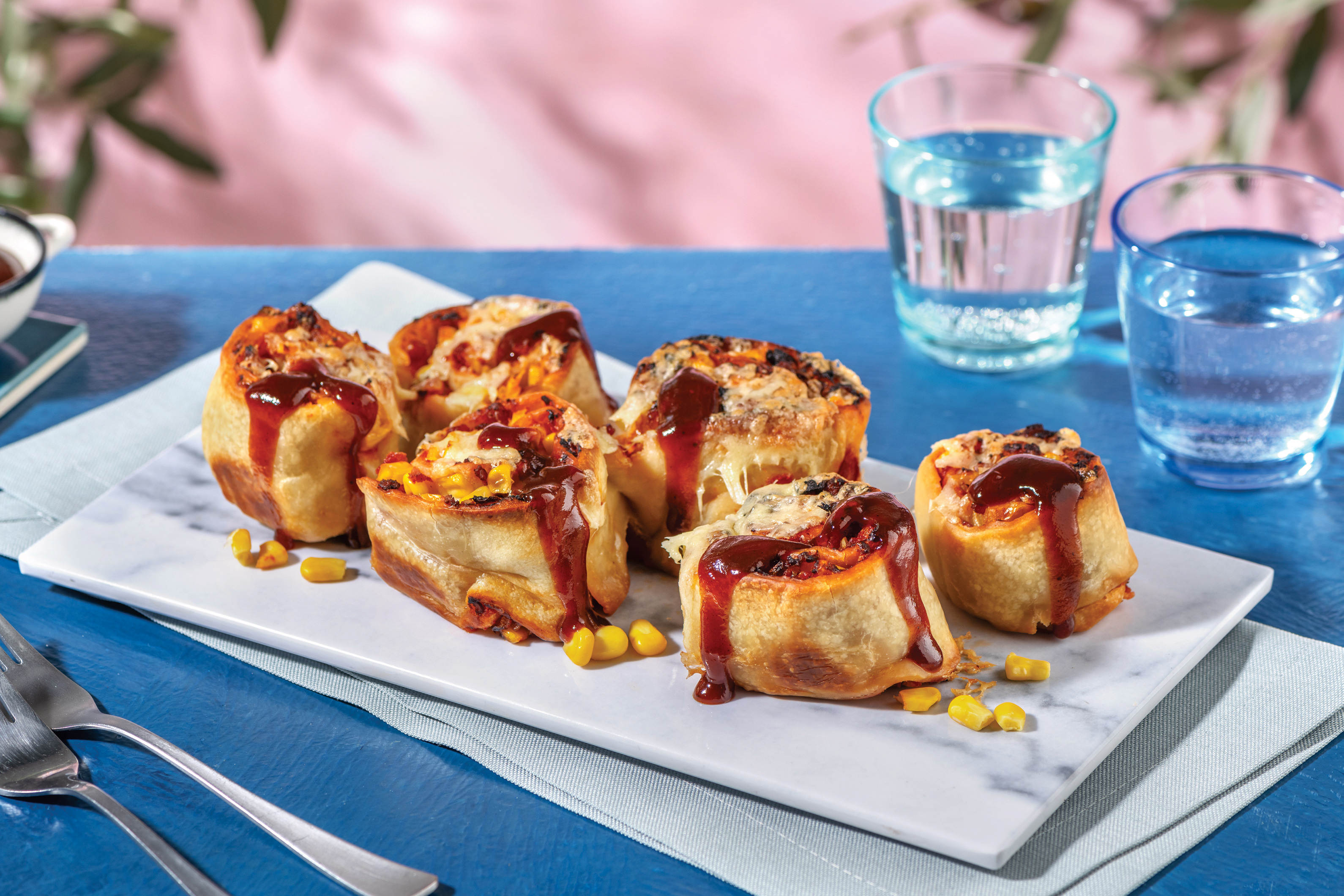 Cheesy BBQ Pizza Scrolls