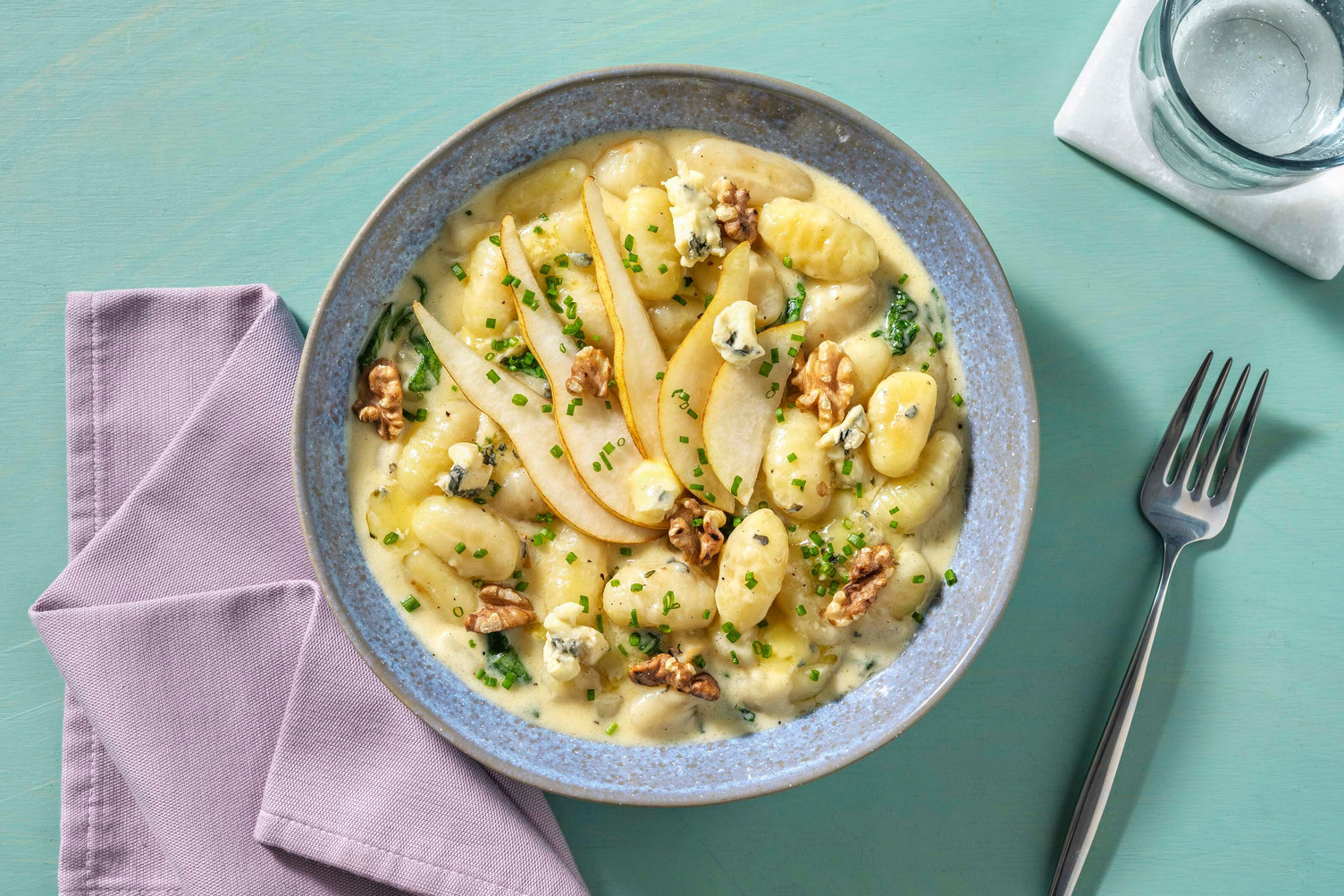 Gnocchi in Cremesoße aus Blauschimmelkäse & Birne