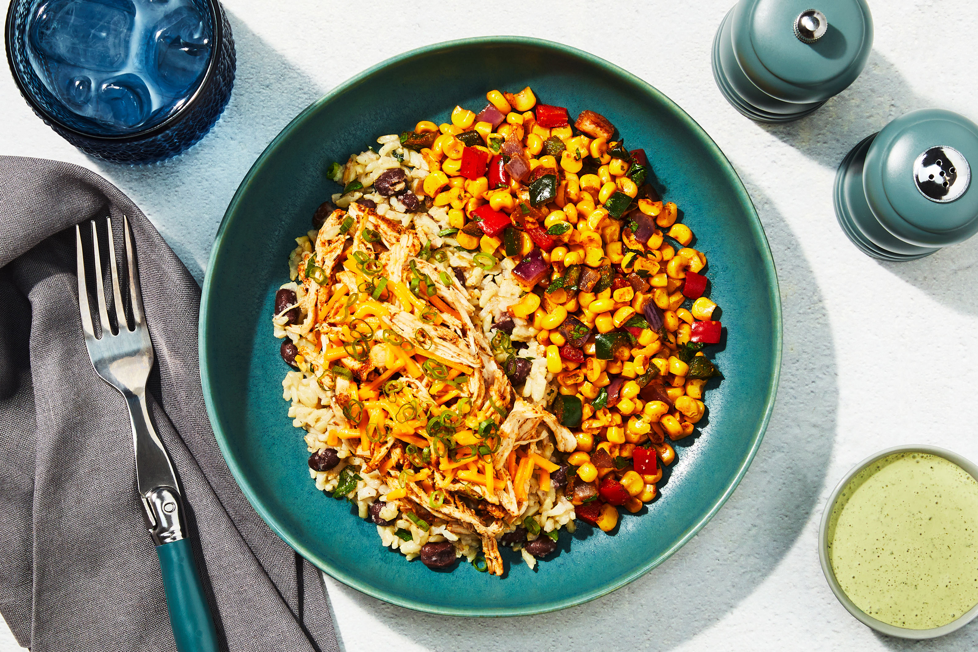 Bol taco de poulet effiloché
