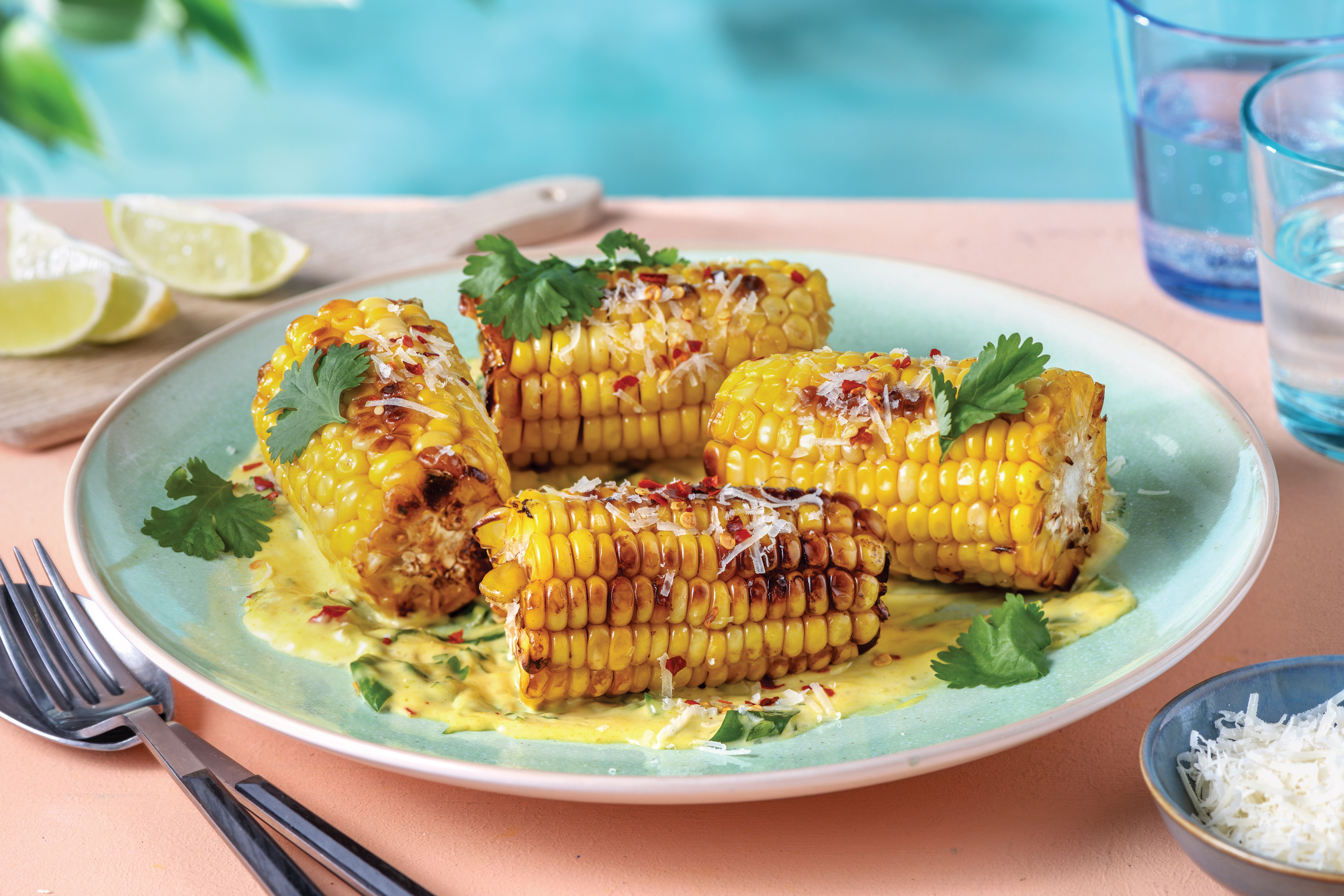 Roasted Corn Cobs & Zesty Mango Mayo