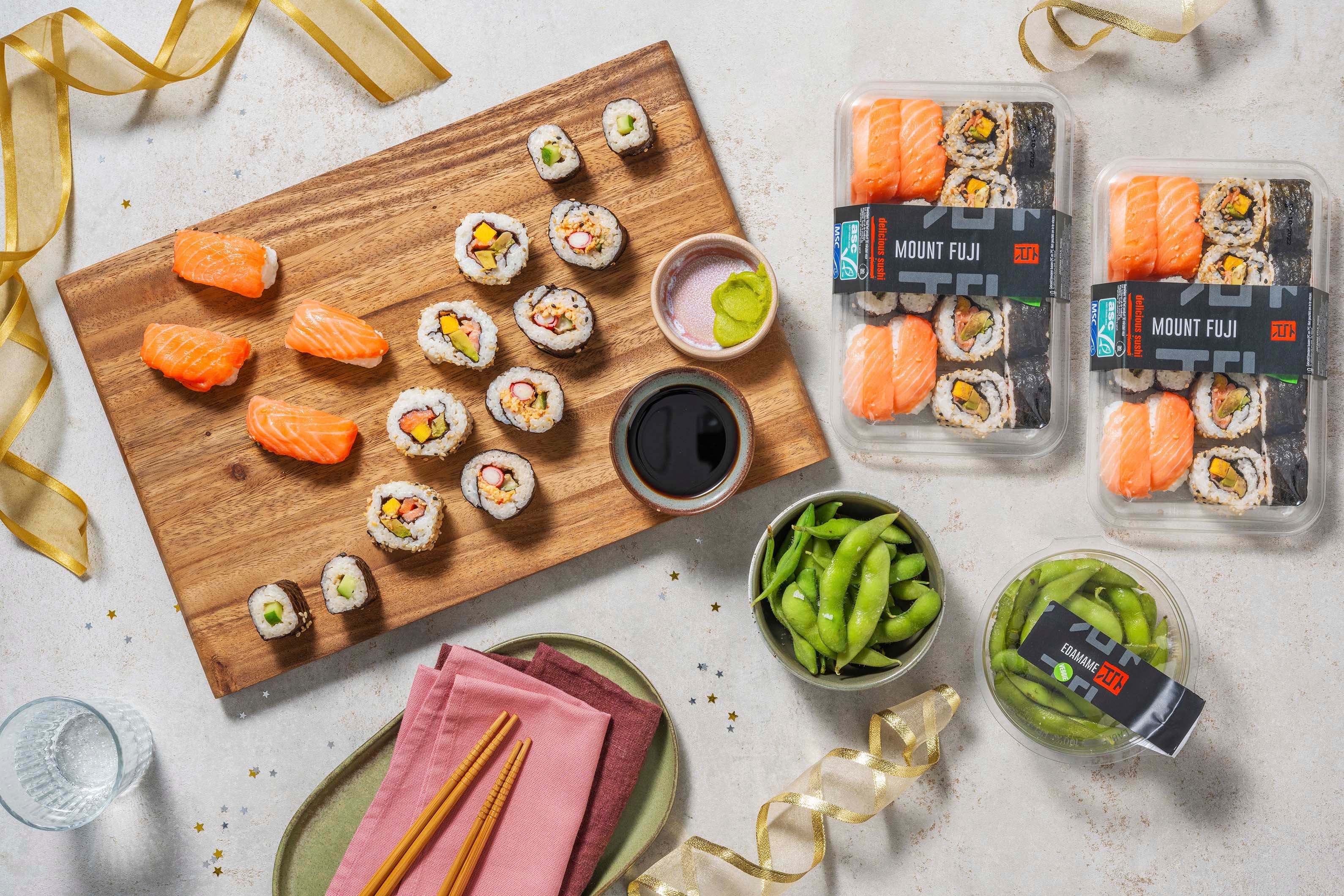 Repas de sushis festif