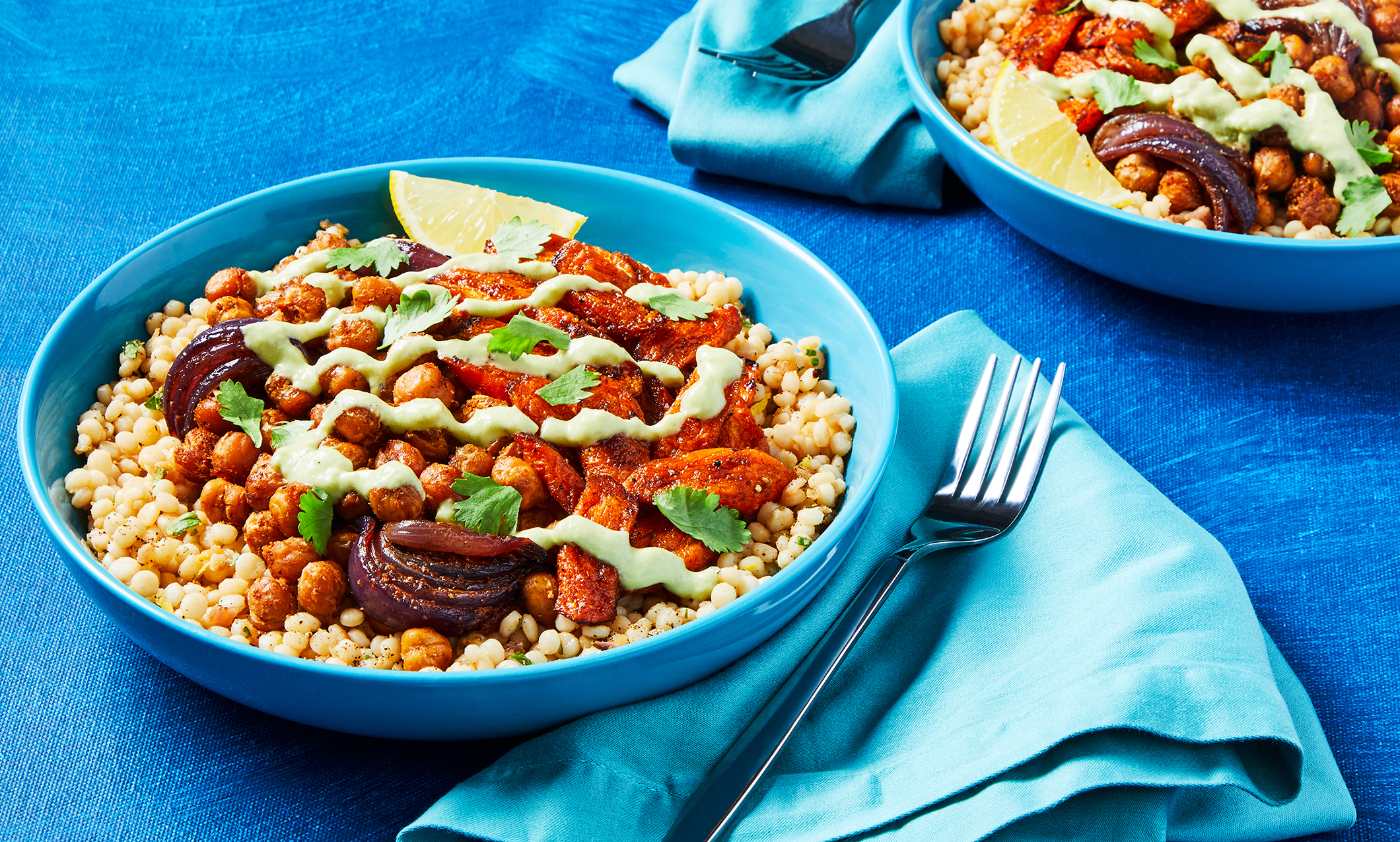 Harissa-Roasted Chickpea & Steak Bowls