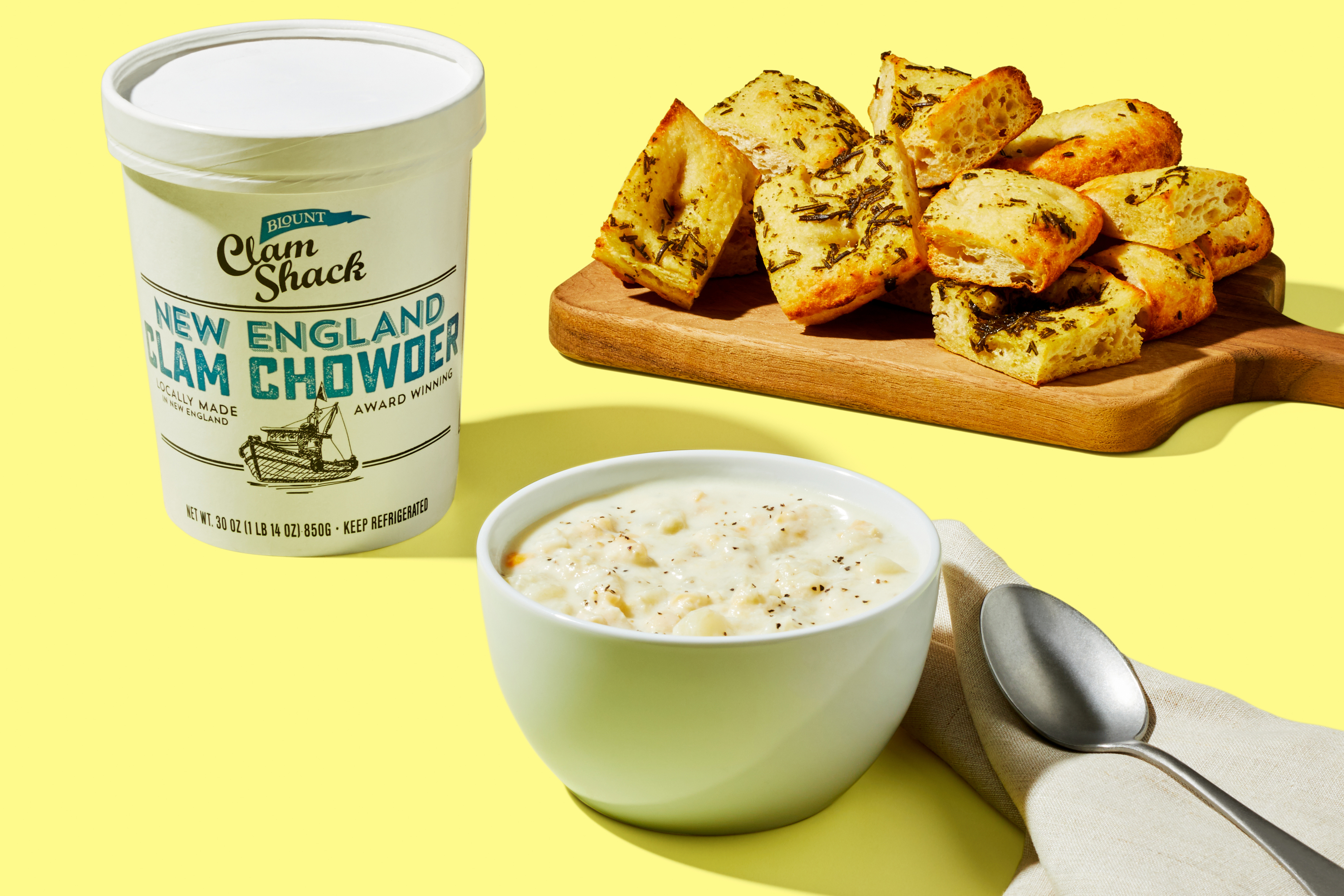 New England Clam Chowder + Focaccia