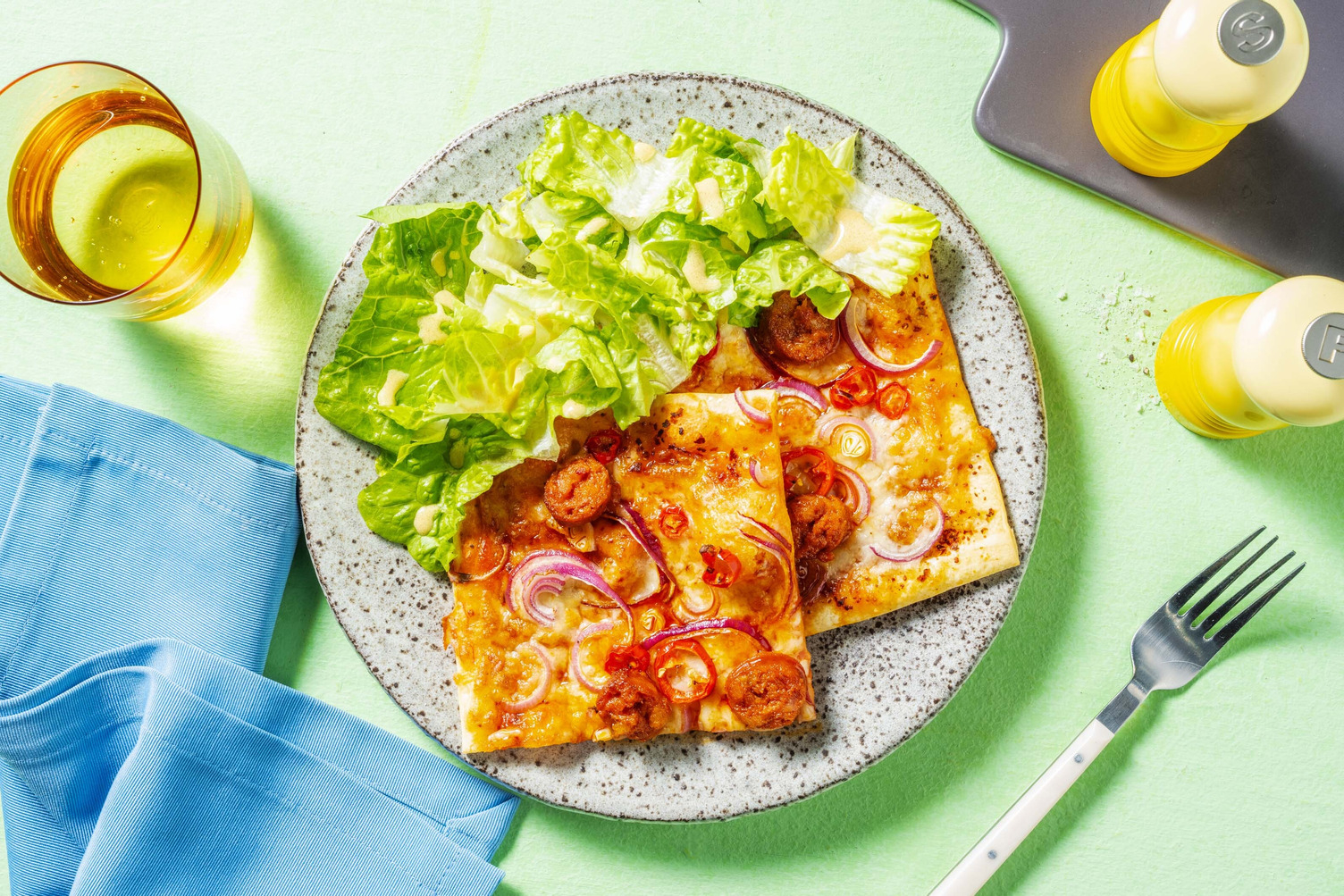 Pizza Diavolo! mit Hähnchen und Paprika