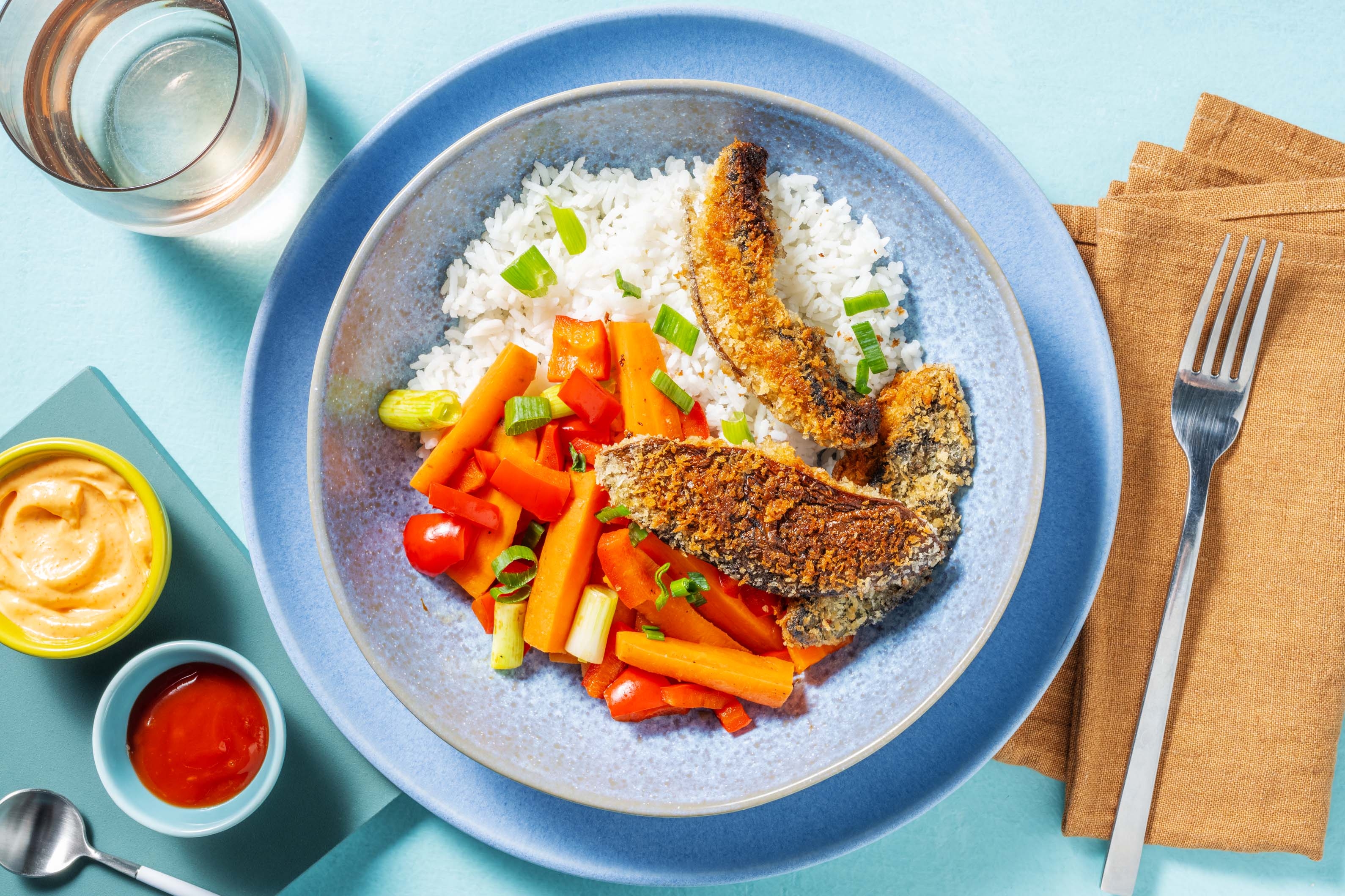 Panierter Portobello mit Sweet-Chili-Ketchup