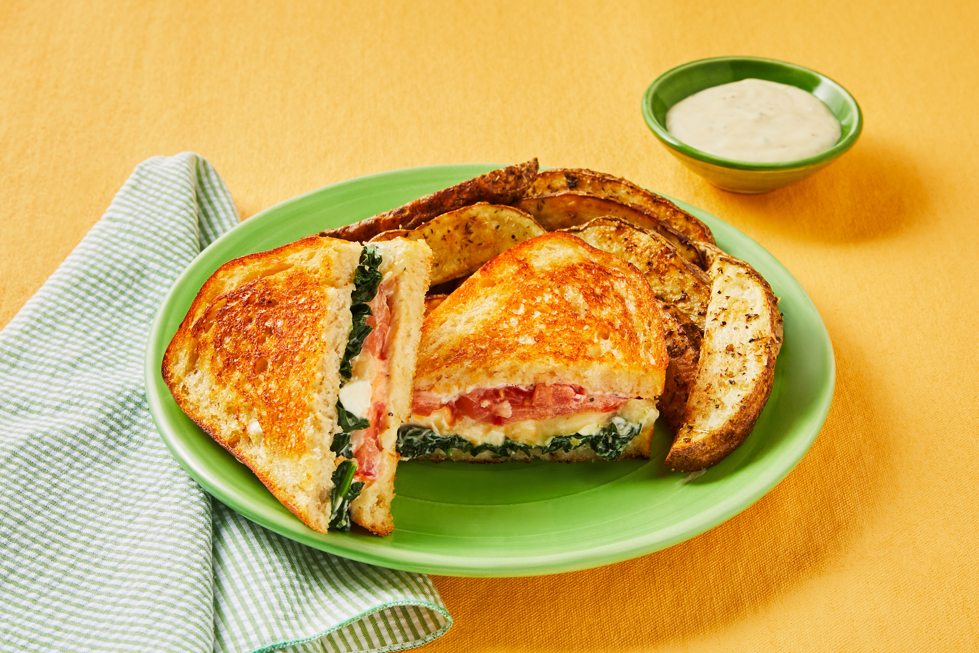 Cheesy Kale, Tomato & Feta Panini