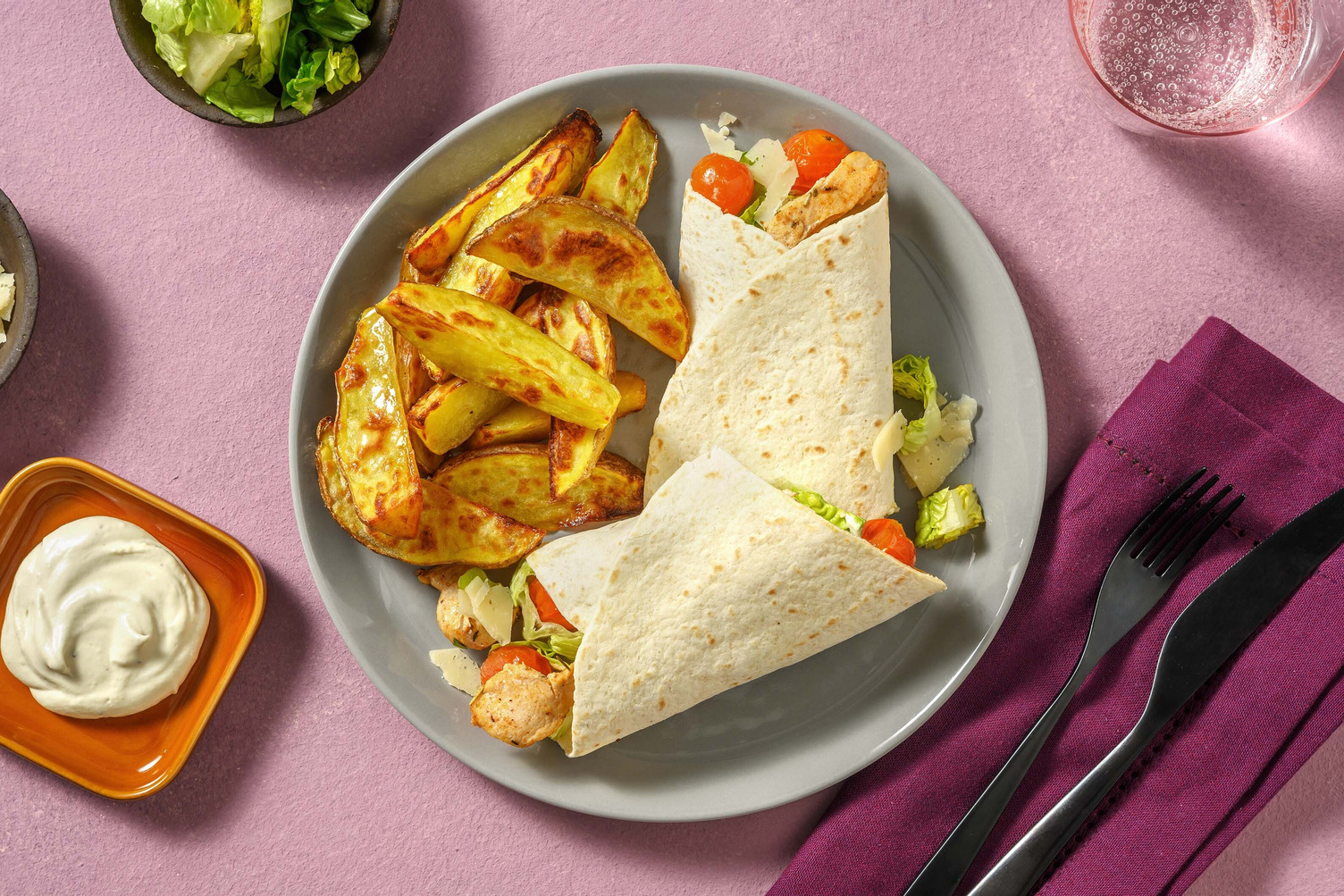 Caesar Salad Wrap mit veganen Filetstücken