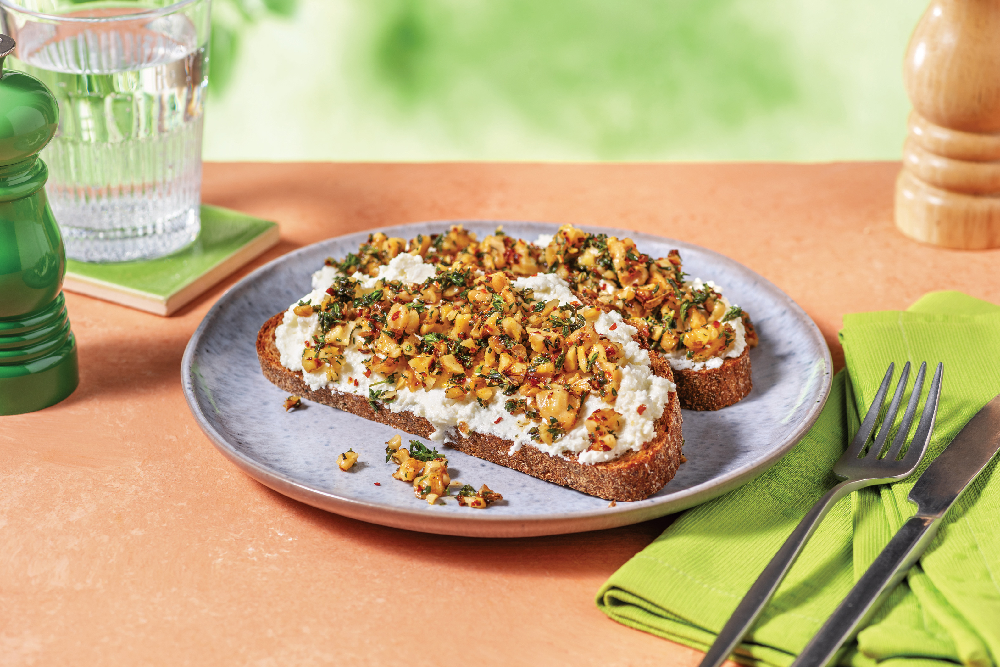 Honey-Thyme Walnut & Goat Cheese Toast