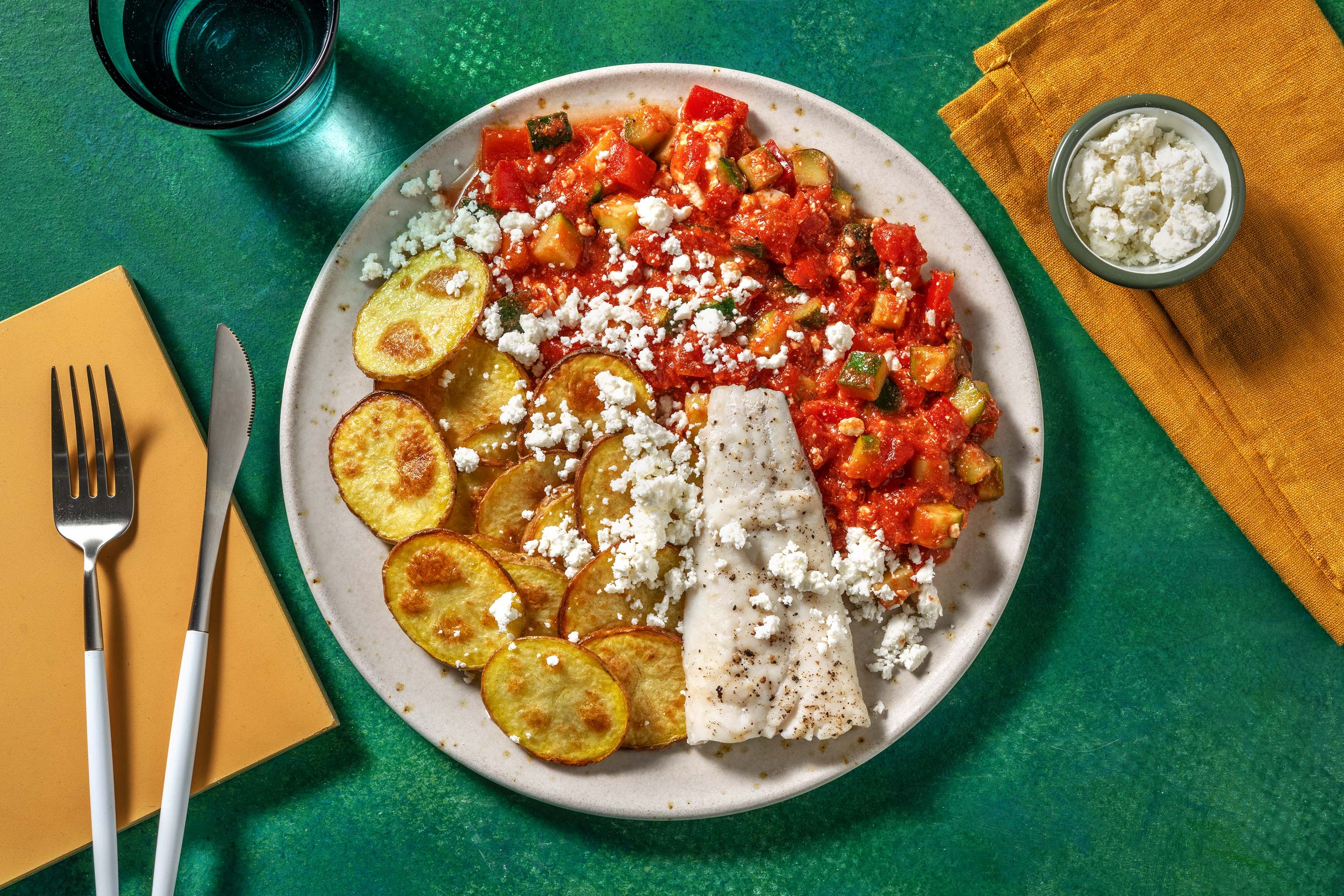 Fischfilet auf Tomaten-Zucchini-Gemüse