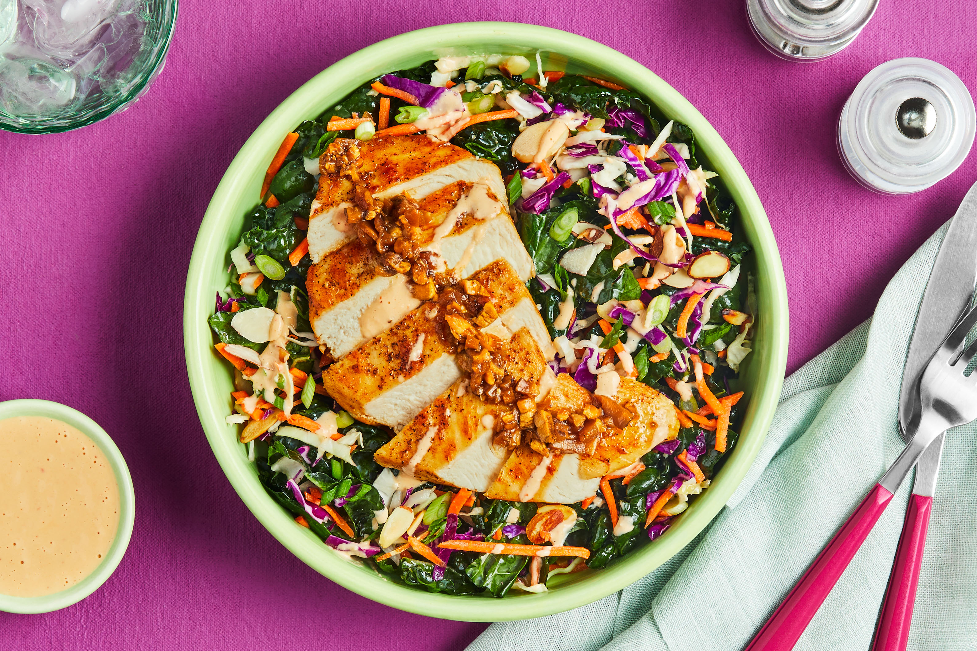 Spicy Chili-Ginger Chicken Kale Salad