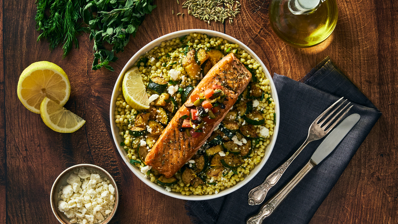 Mediterranean Za'atar Double Salmon and Lemony Couscous