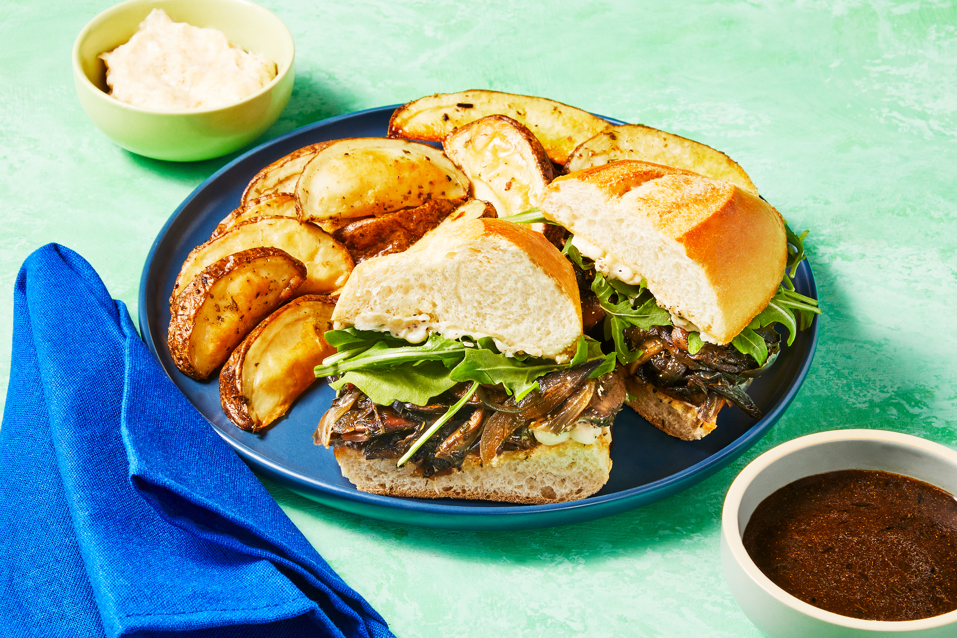 Chicken & Mushroom French Dip Sandwiches