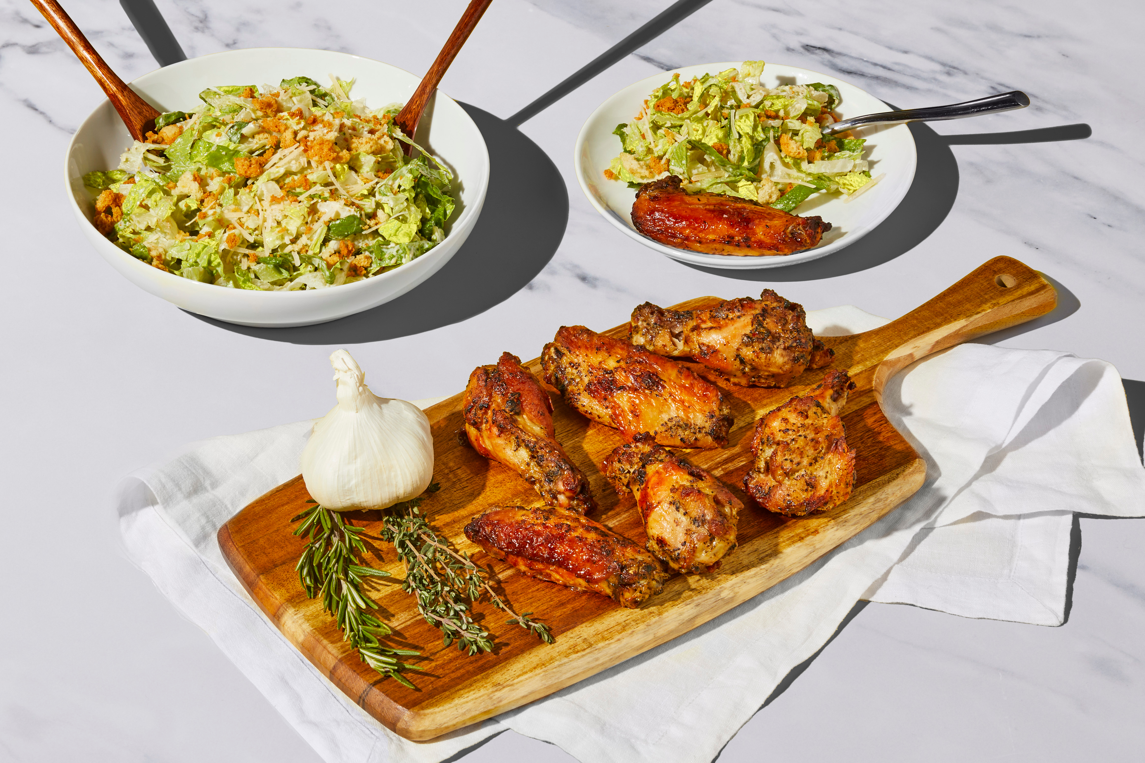 Chicken Wings & Caesar Salad