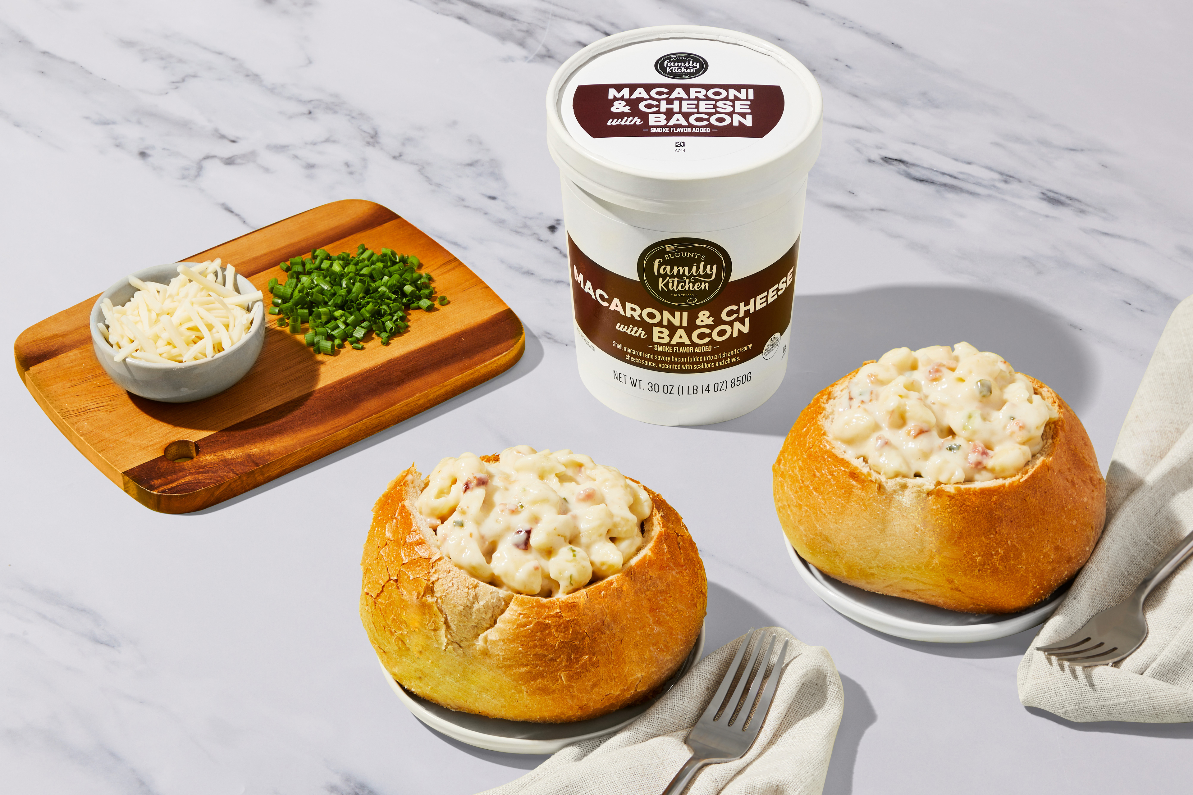 Bacon Mac in a Bread Bowl