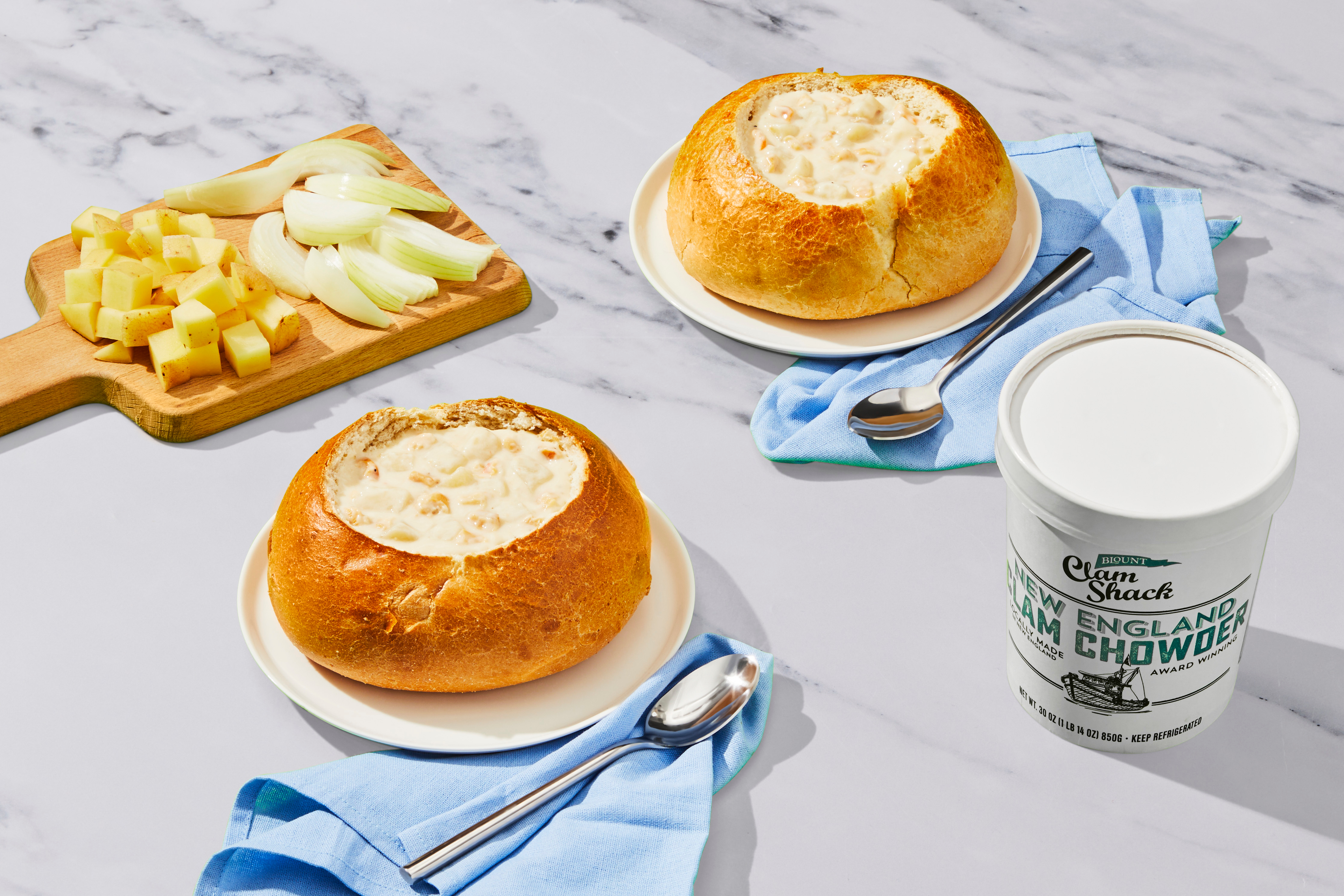 New England Clam Chowder in a Bread Bowl