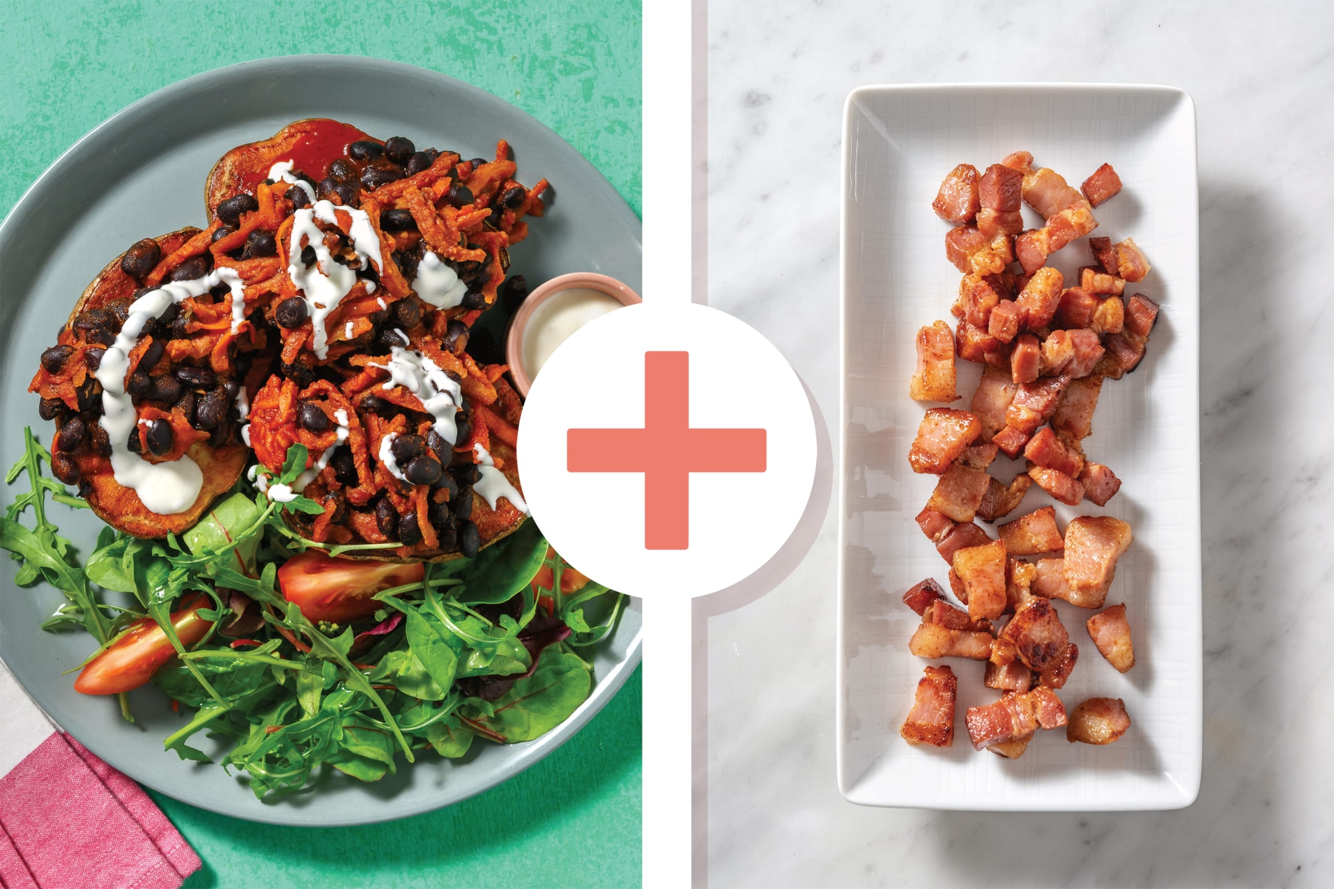 Loaded Black Beans & Double Plant-Based Bacon Jacket Potatoes