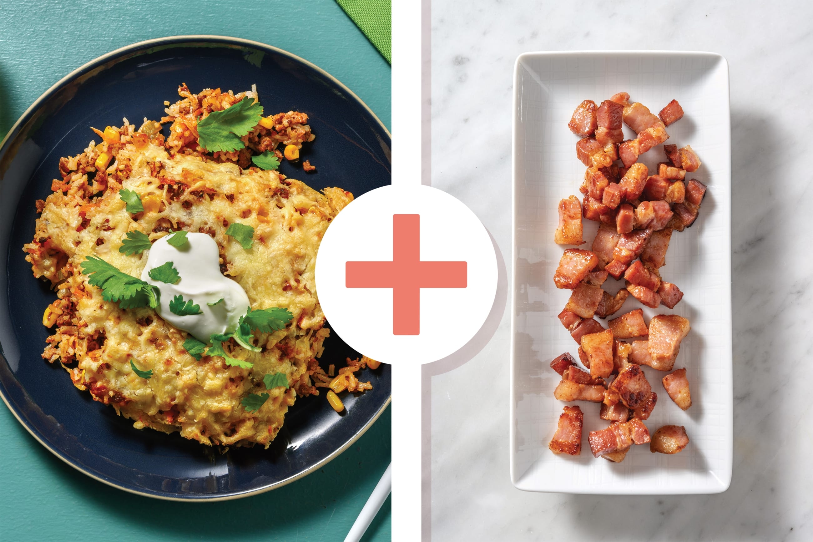 Cheesy Mexican Beef & Bacon Rice Bake