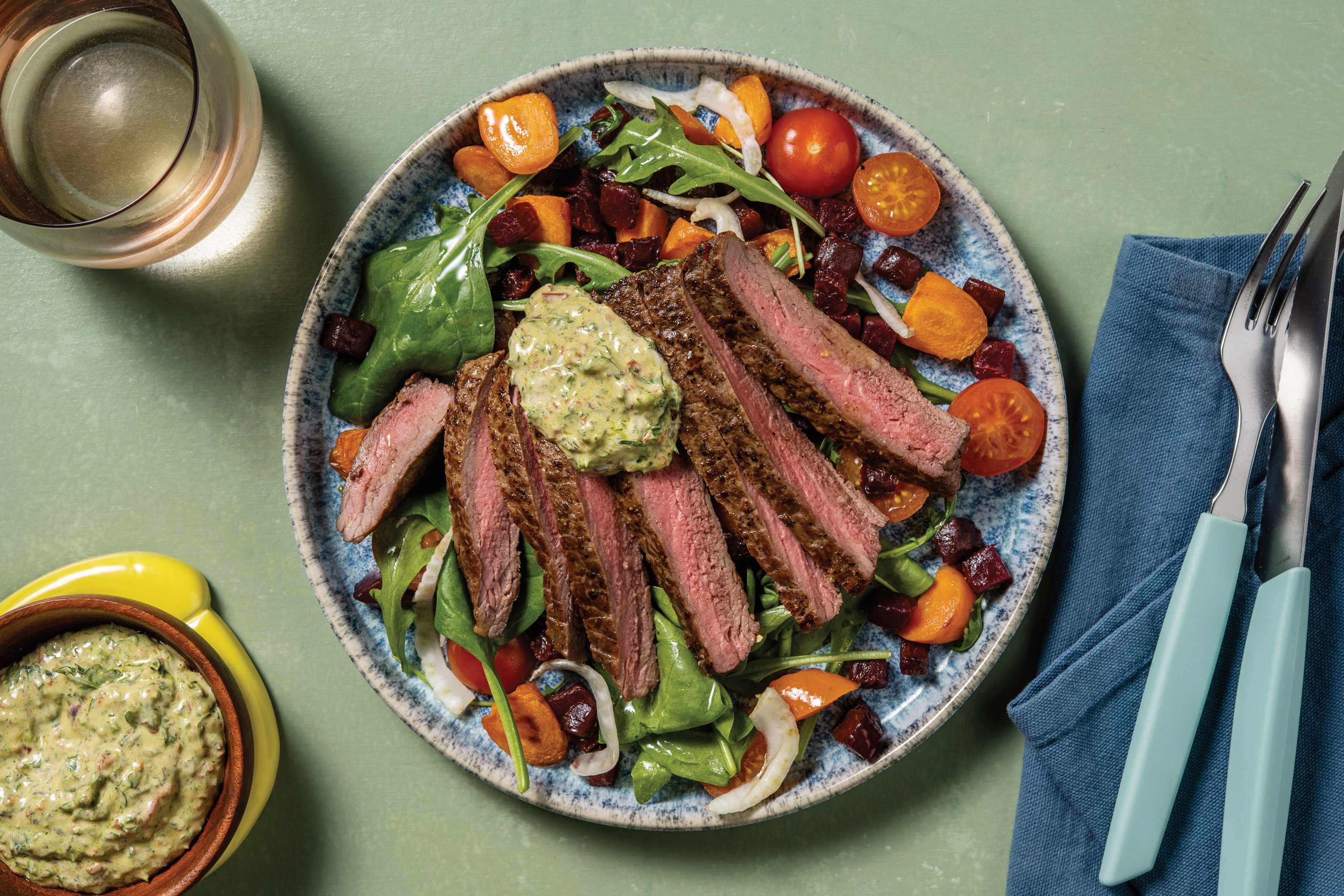 Chimichurri Beef Rump & Tomato-Rocket Medley