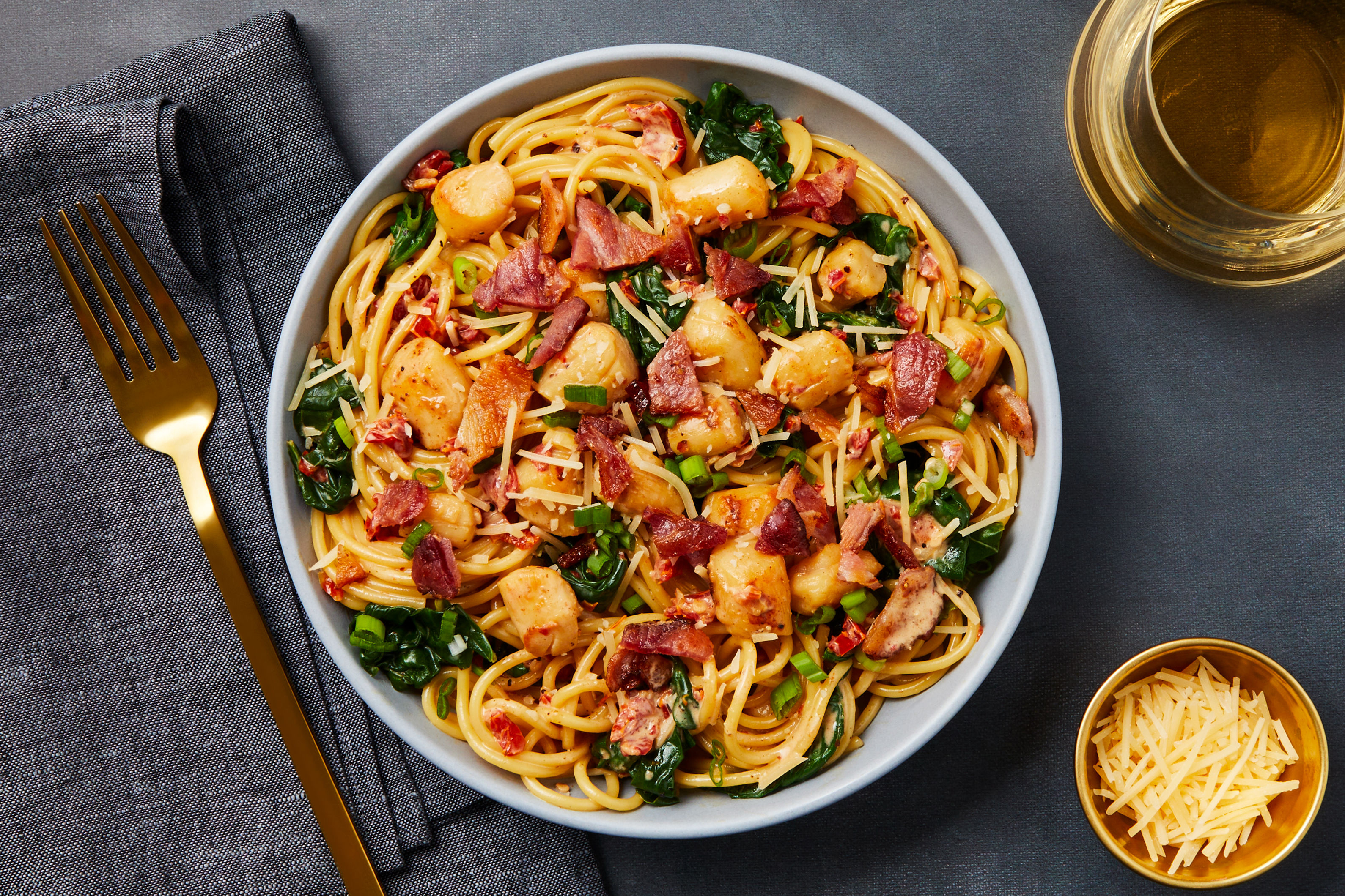Creamy Bacon & Scallop Spaghetti