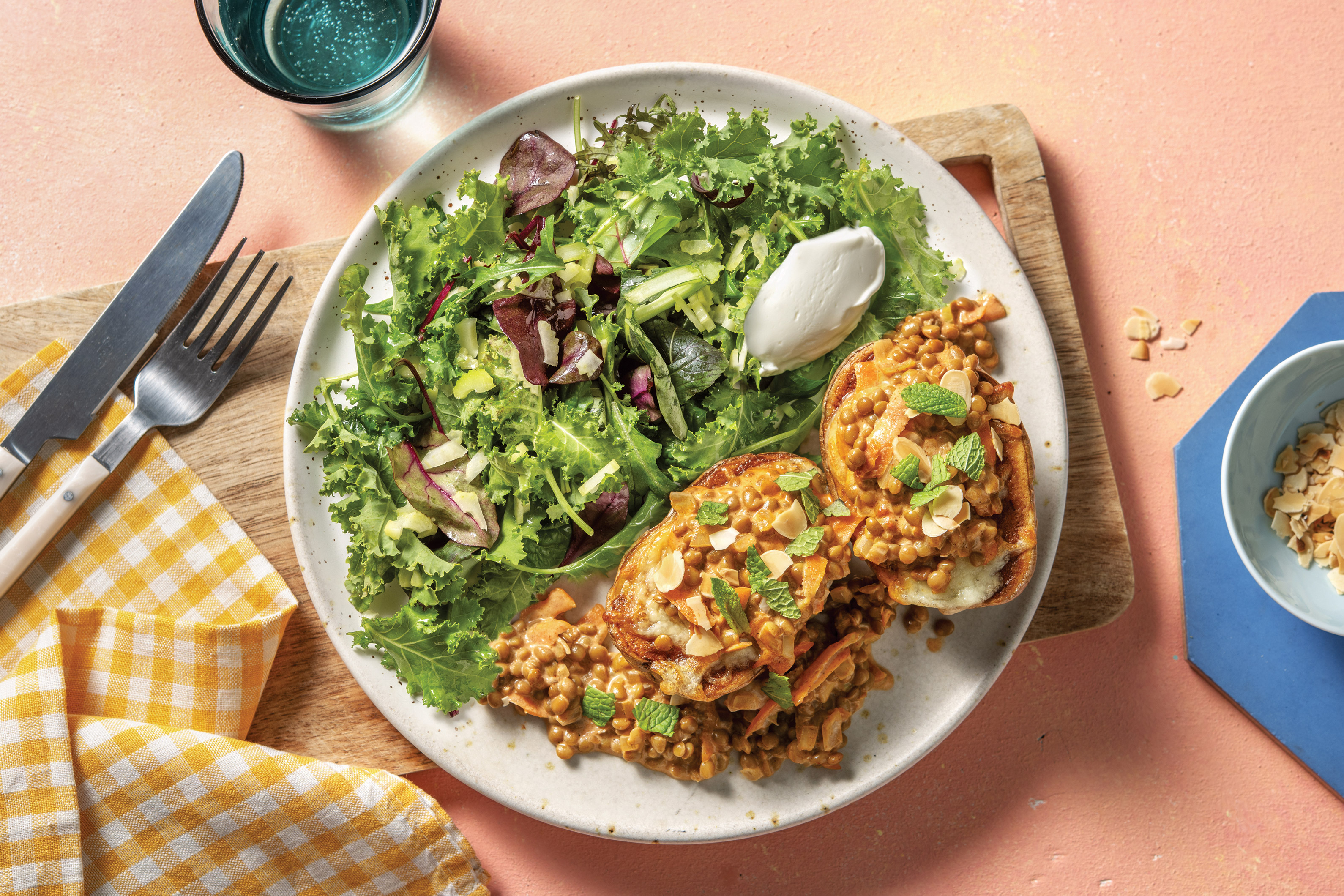 Plant-Based Cheezy Dhal-Loaded Spuds