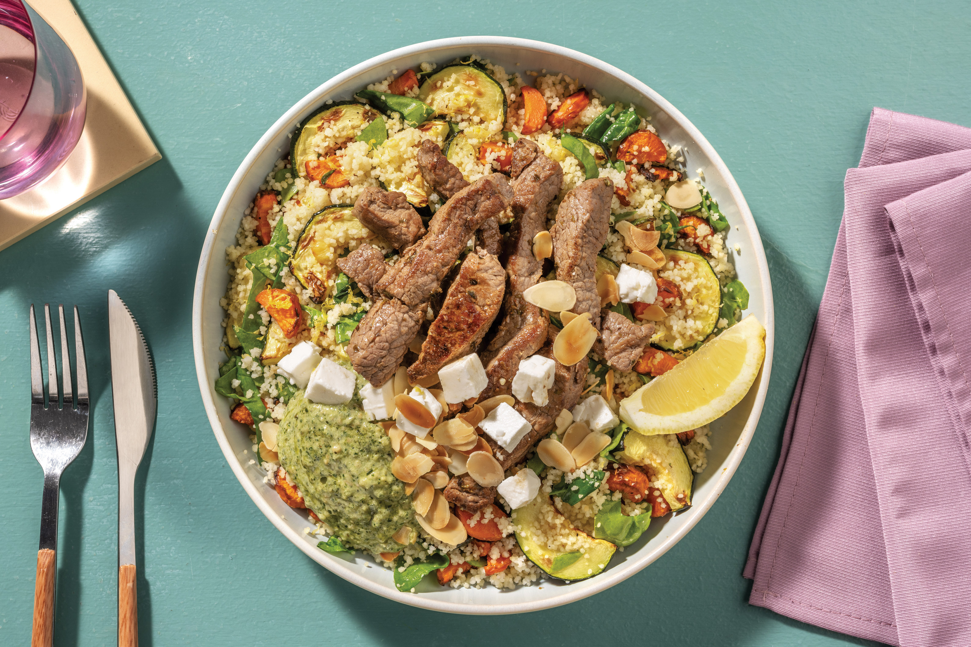 Easy Mediterranean Beef & Roast Veggie Couscous