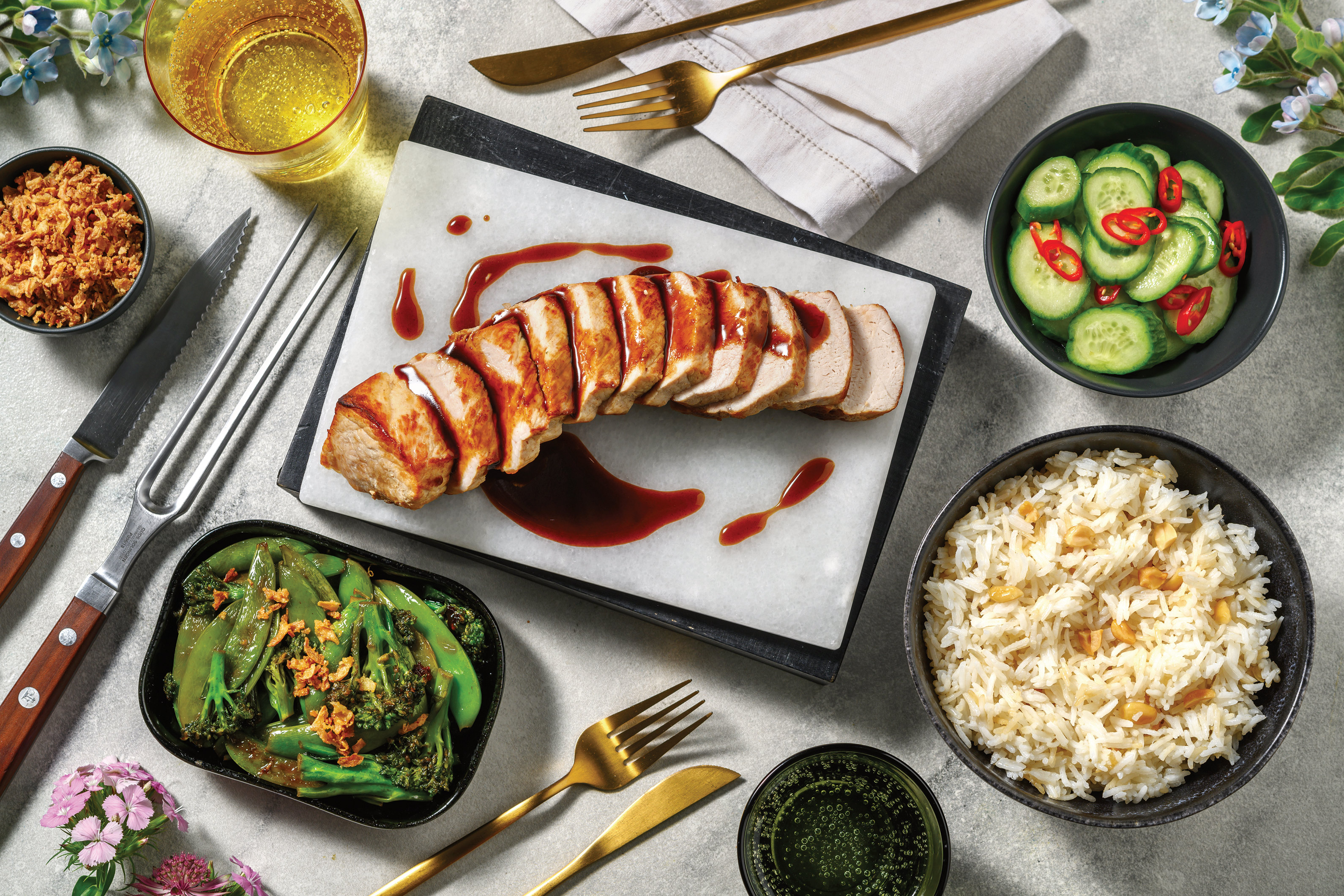 Oyster Sauce Pork Fillet & Peanut Rice