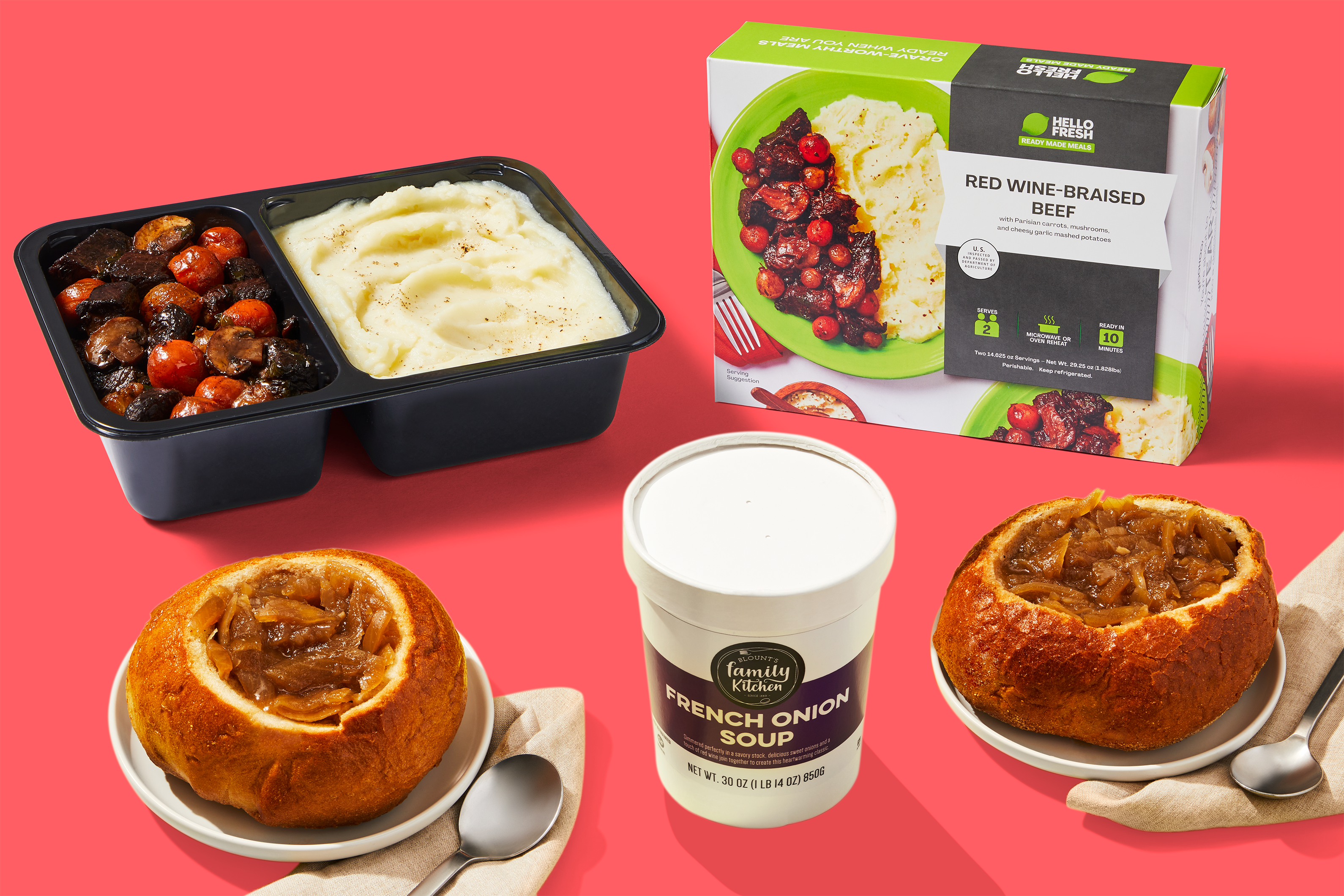 Red Wine-Braised Beef + French Onion Soup in a Bread Bowl