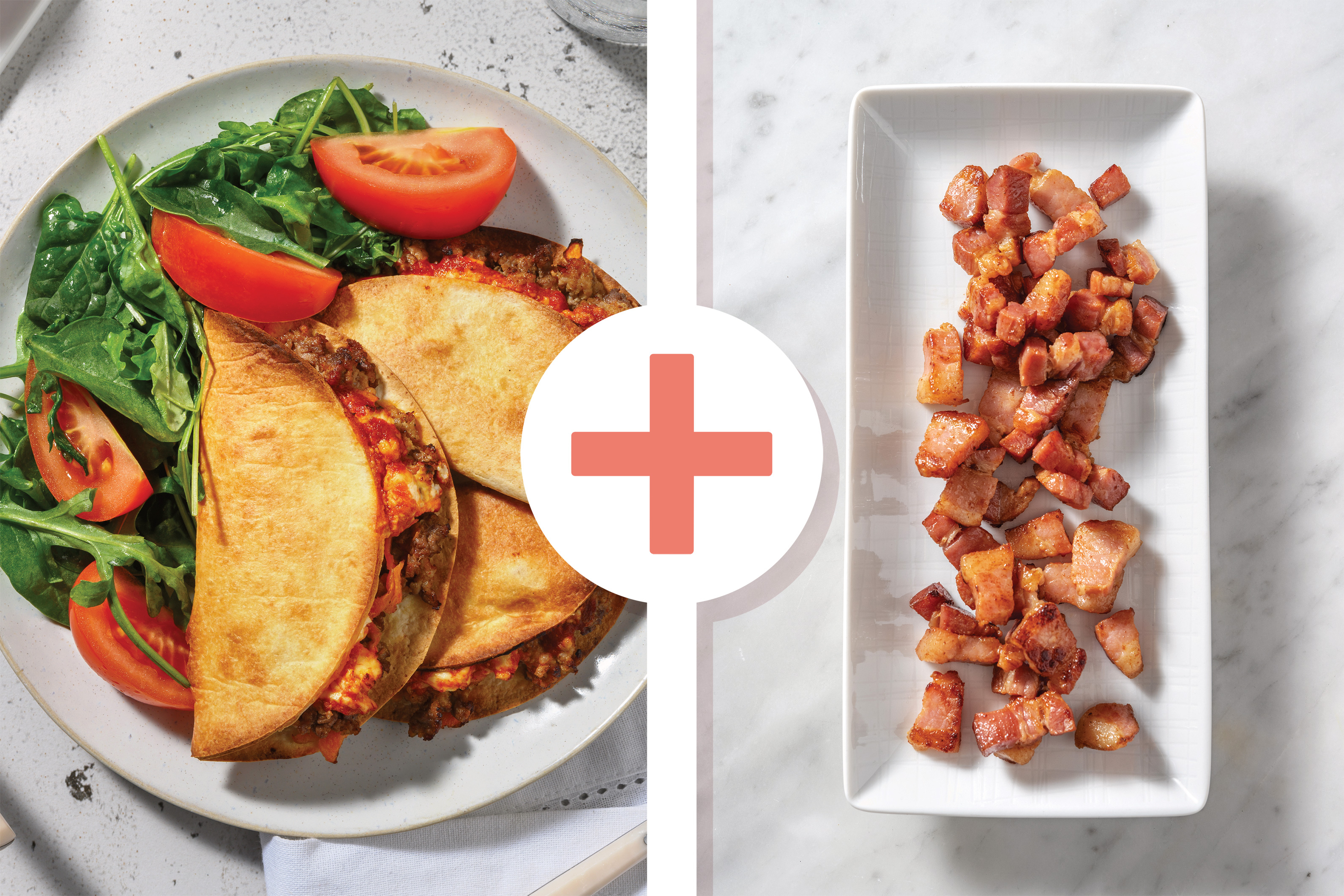 Beef-Bacon Piadinas & Hummus