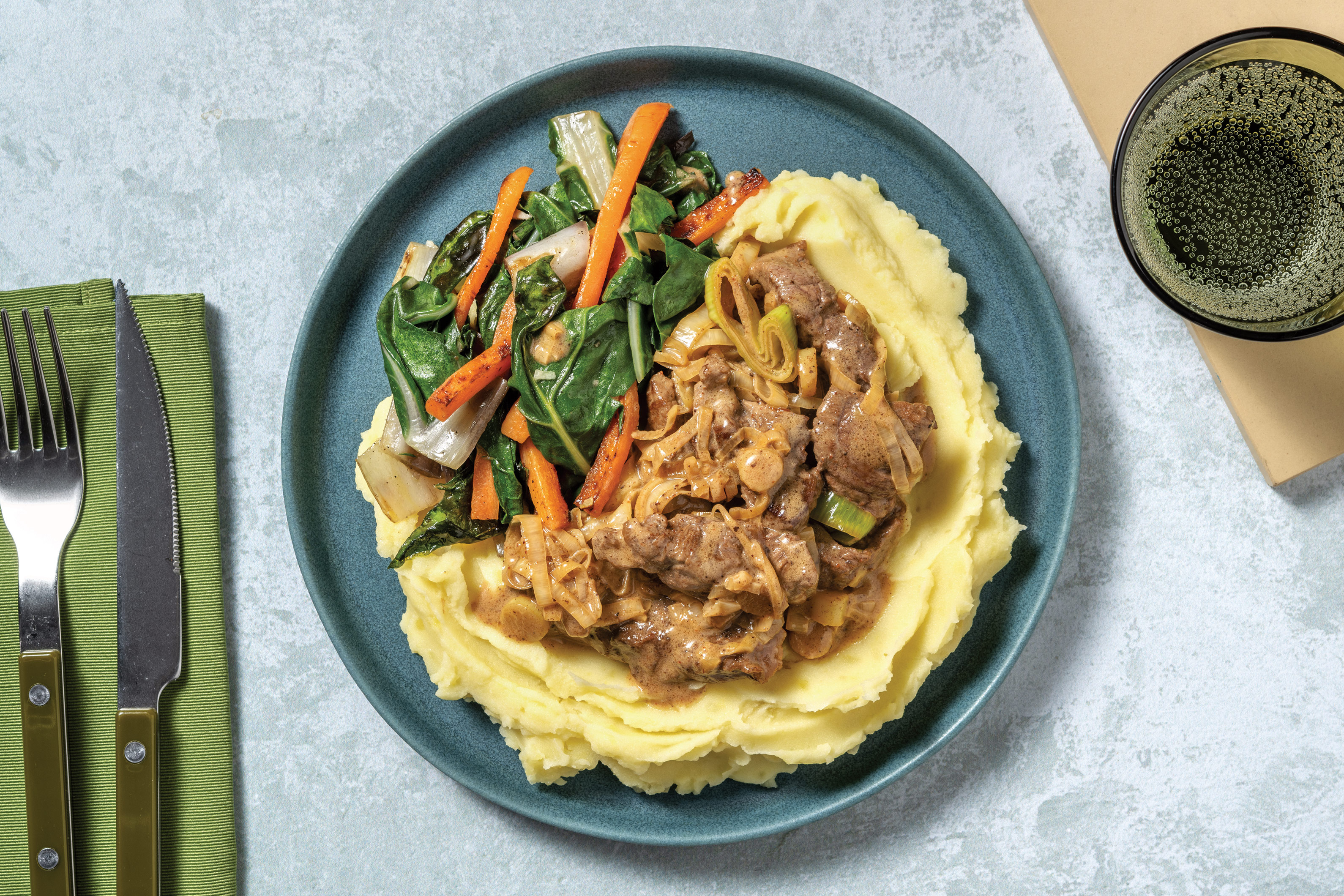 Spiced Beef Strips & Creamy Leek Sauce