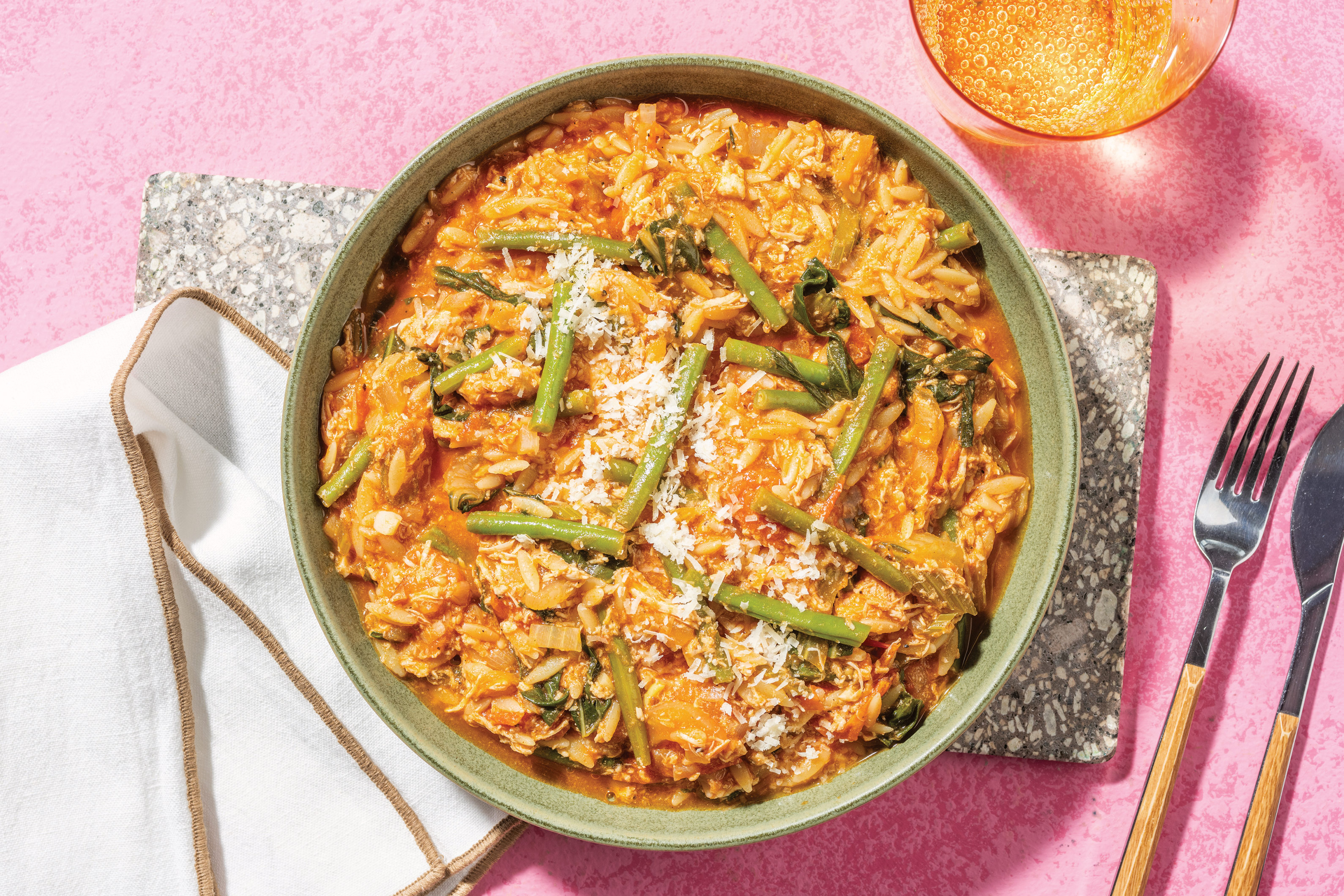 One-Pot Italian Chicken, Green Bean & Risoni Stew