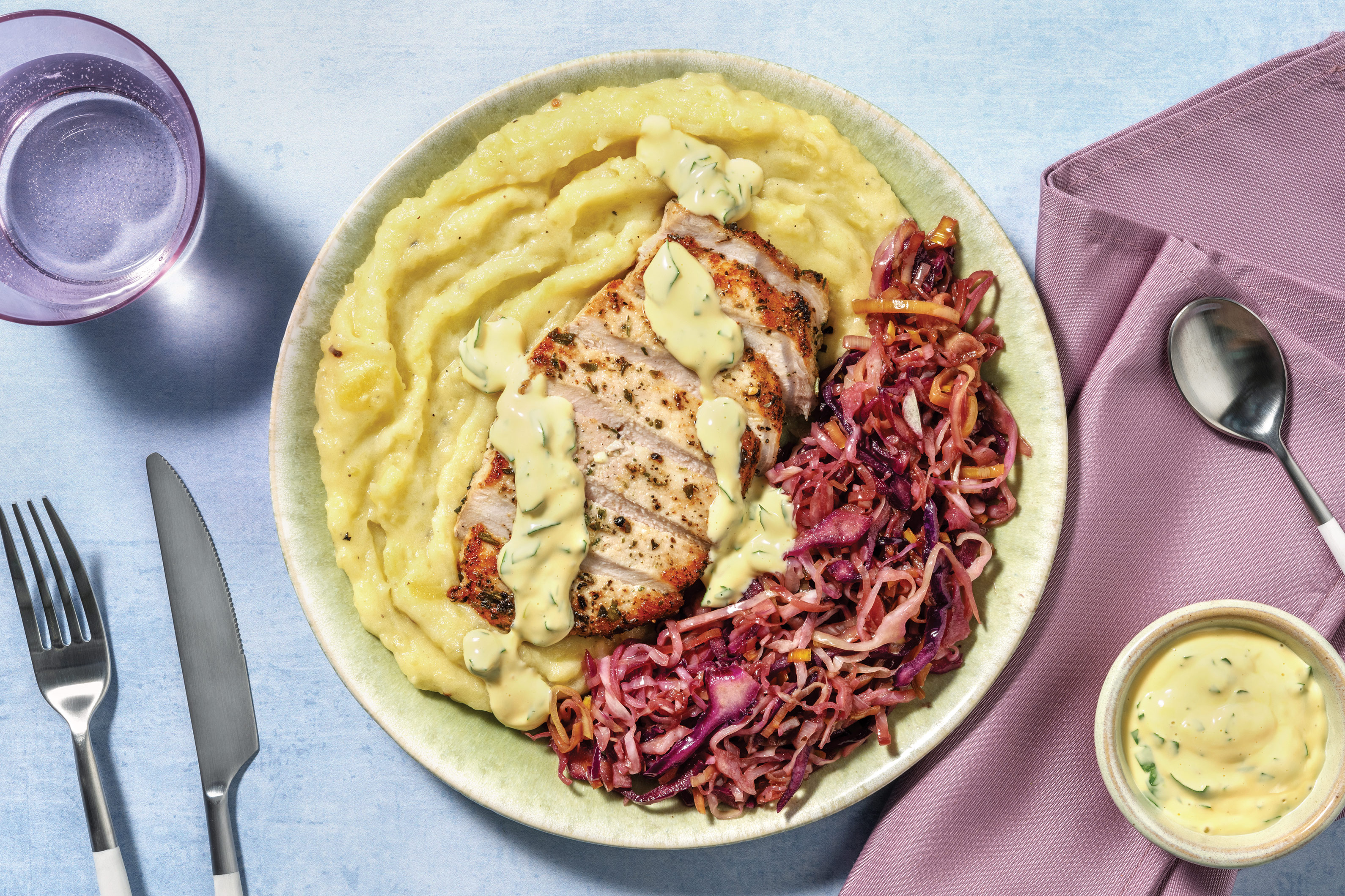 Herby Pork Steak & Garlic Hollandaise