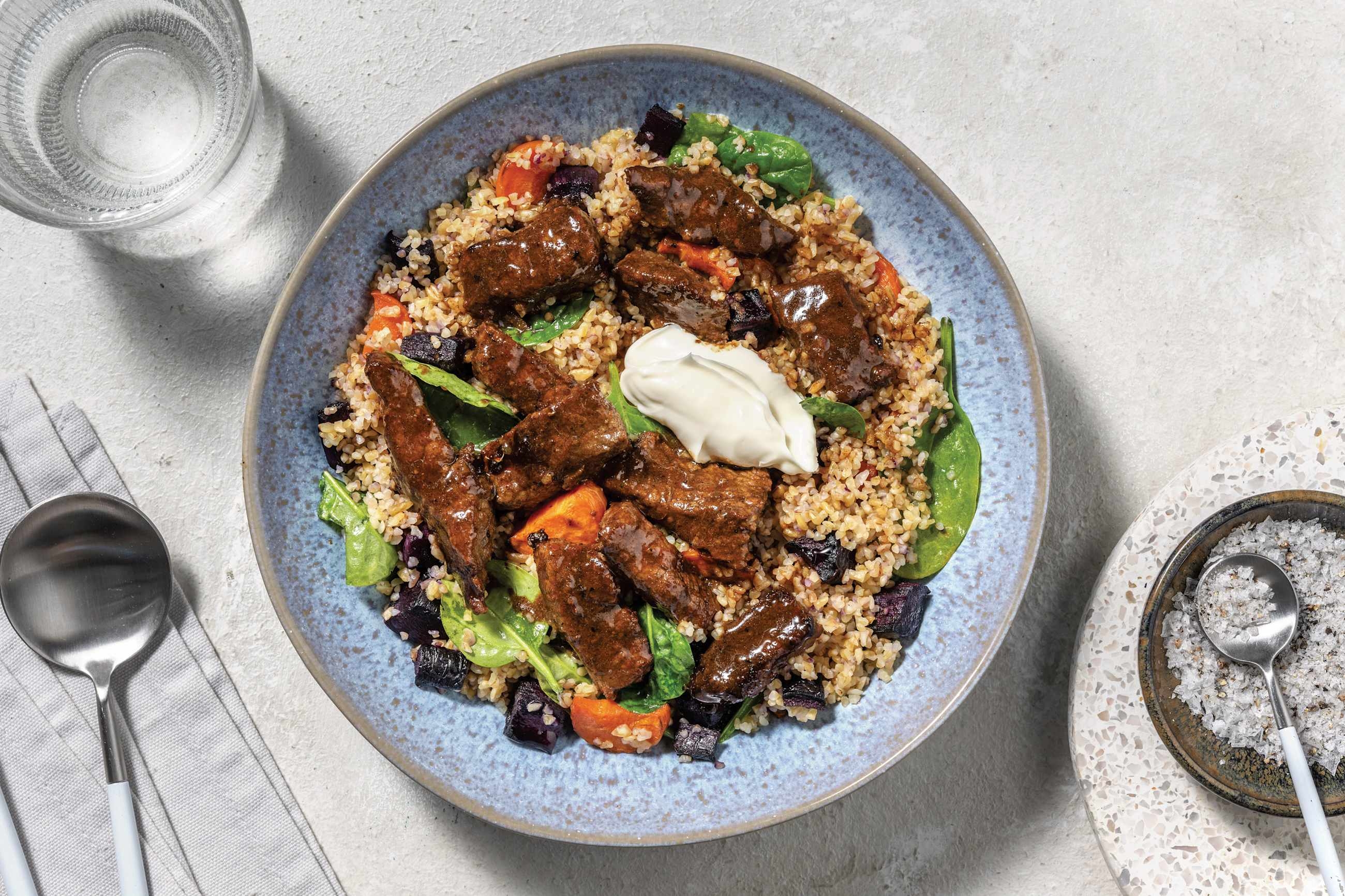Middle Eastern Beef & Bulgur Bowl