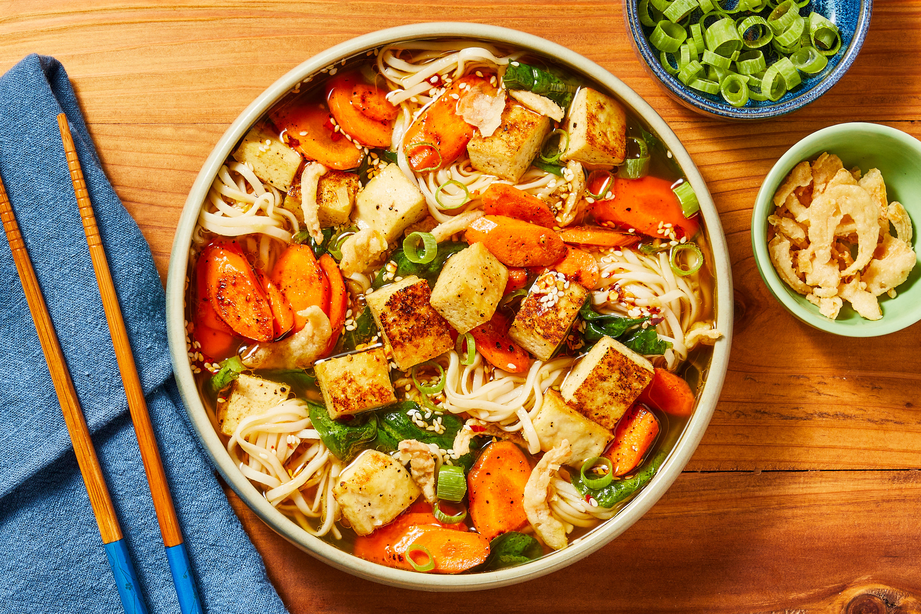 Vegan Tofu Ramen in a Ginger-Soy Broth