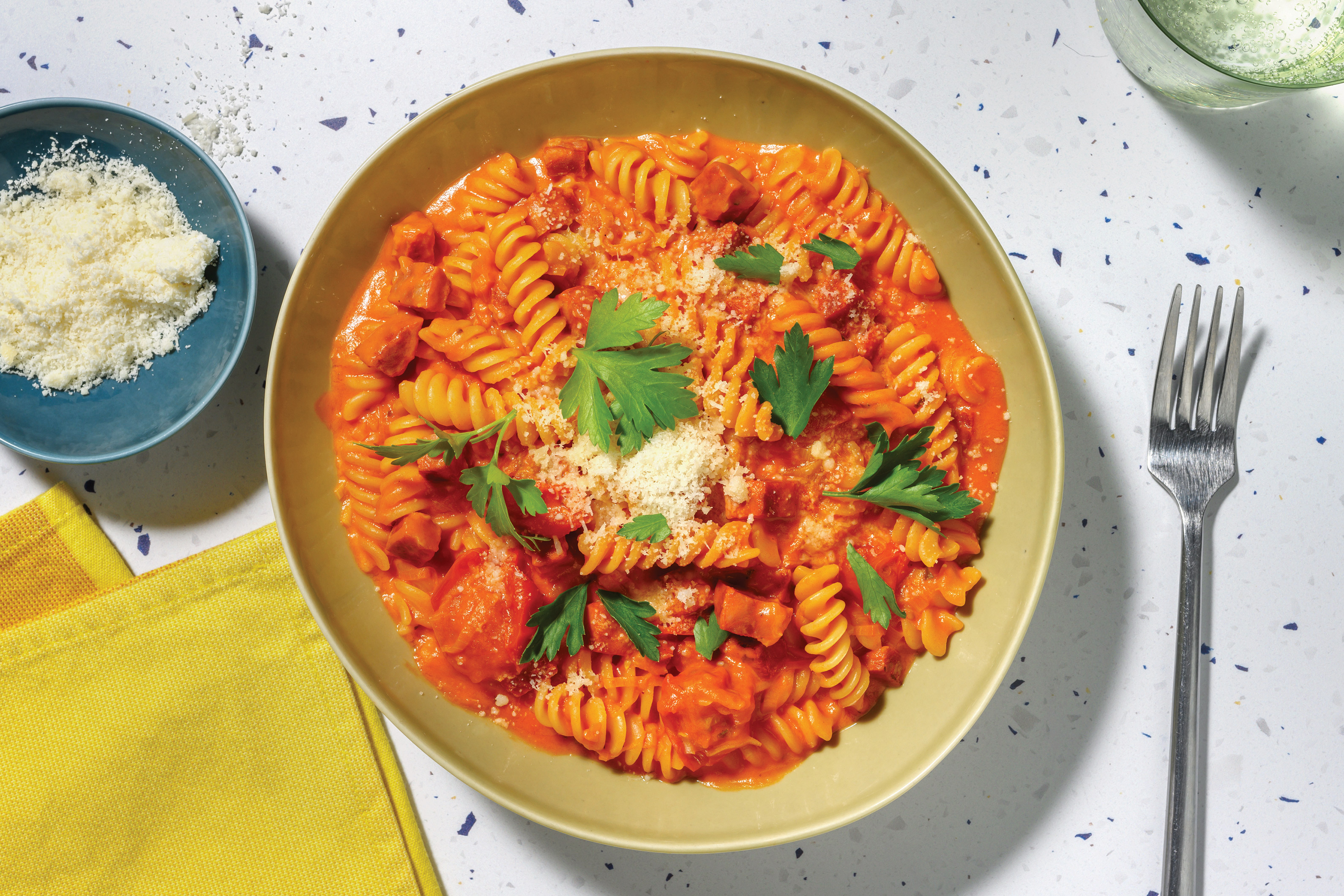 One-Pot Chorizo & Creamy Tomato Fusilli