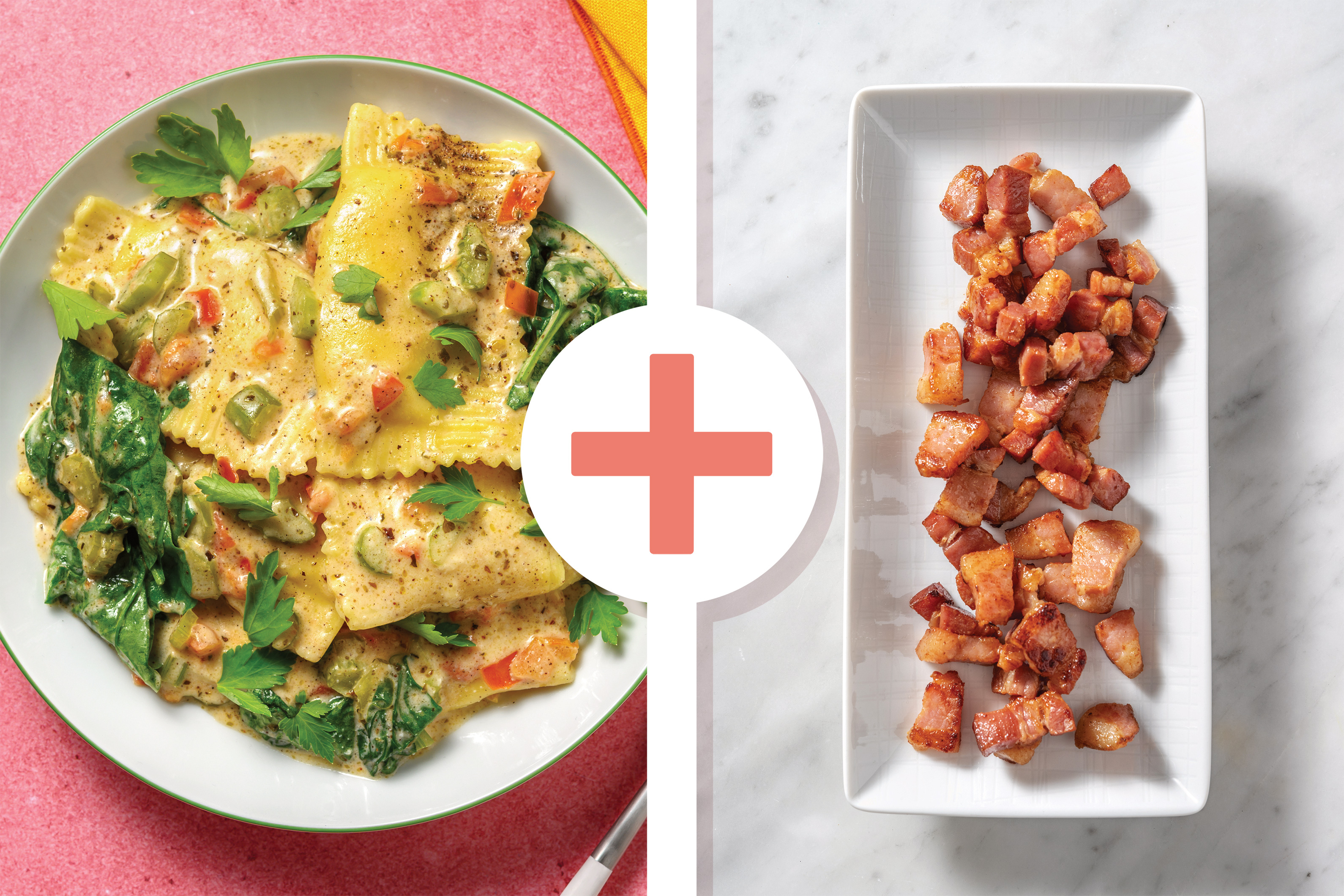 Plant-Based 'Beef' & Bacon Ravioli 