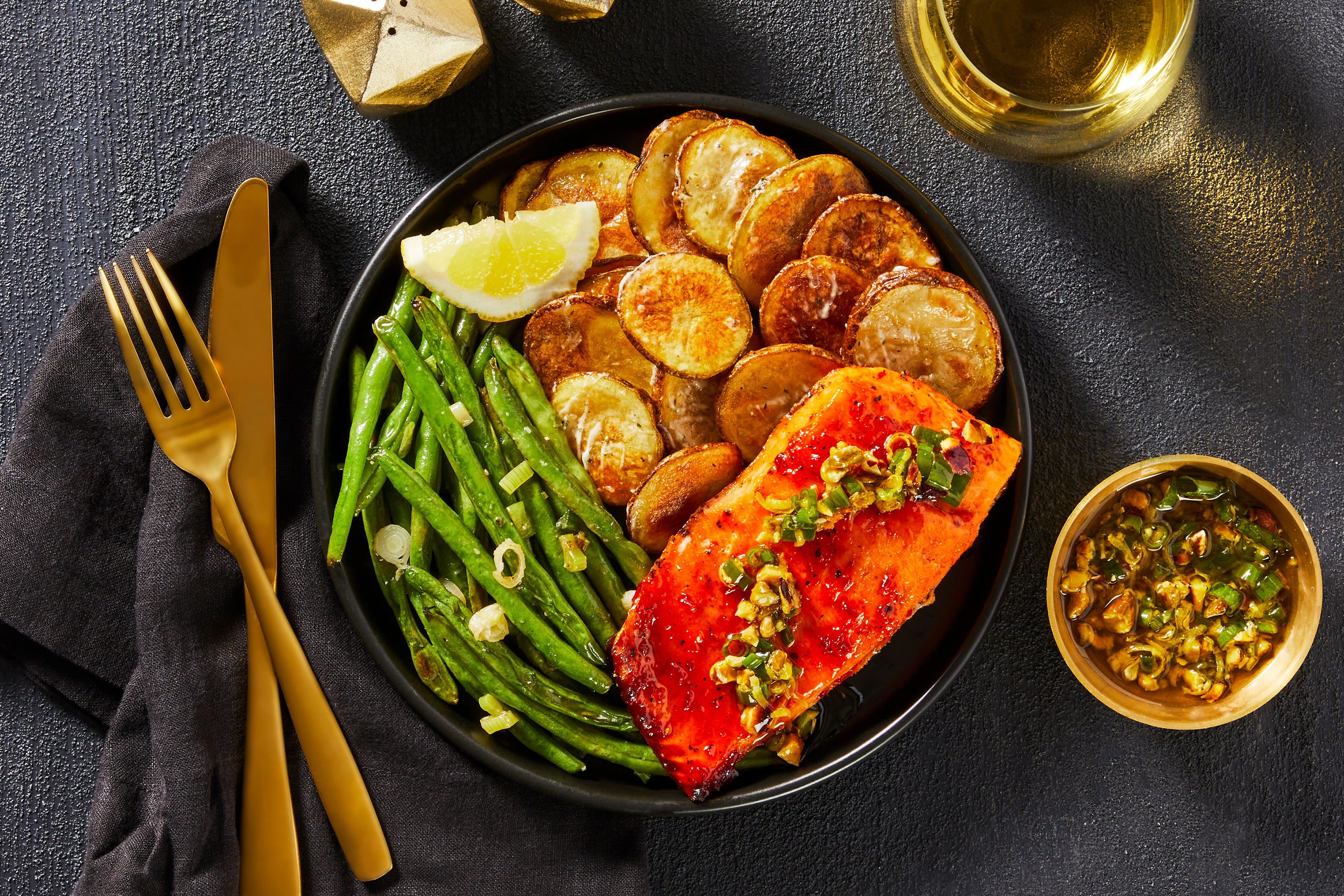 Trout with Pistachio-Scallion Gremolata
