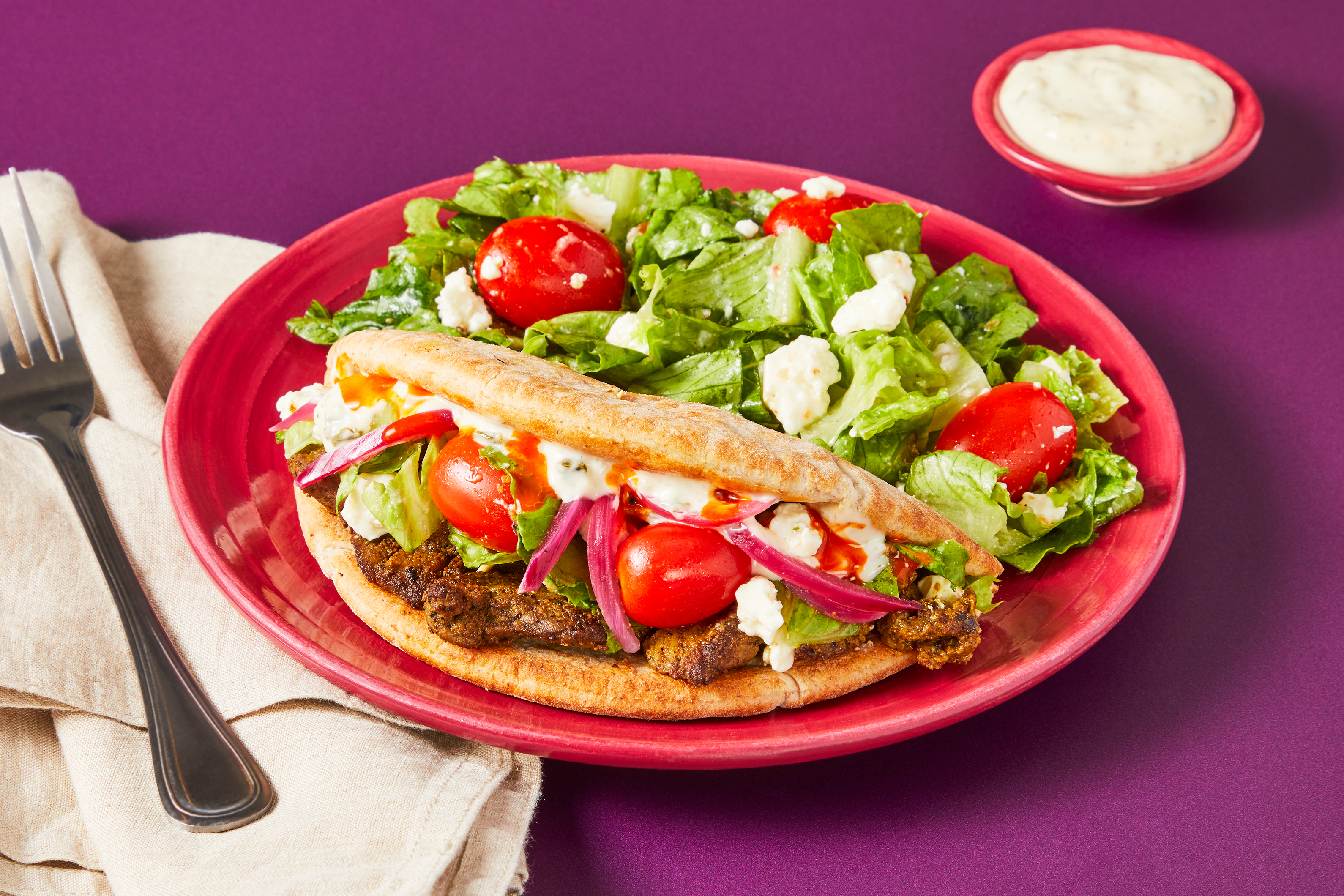 Shawarma-Spiced Steak Pita Wraps