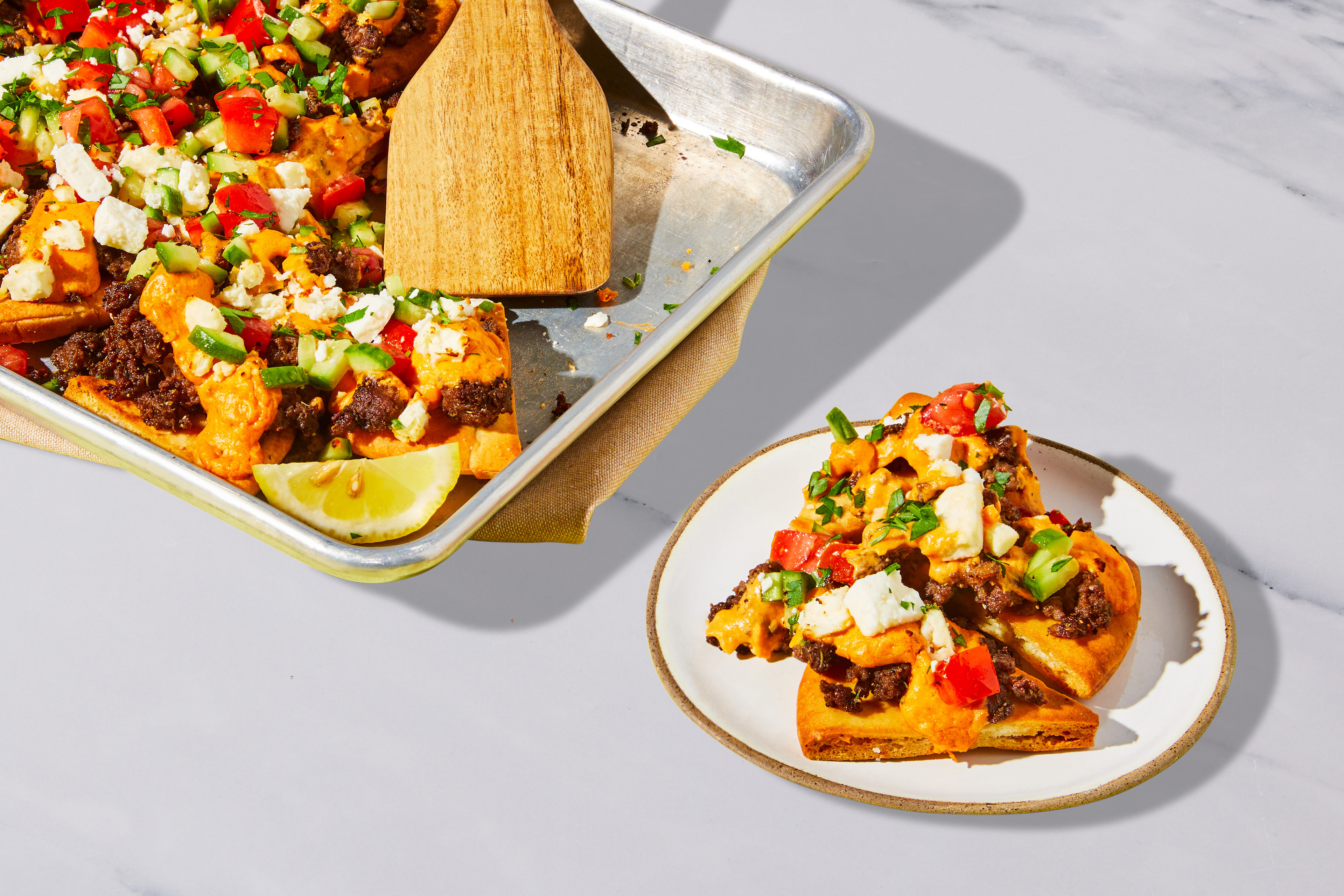 Mediterranean Loaded Beef Pita “Nachos”