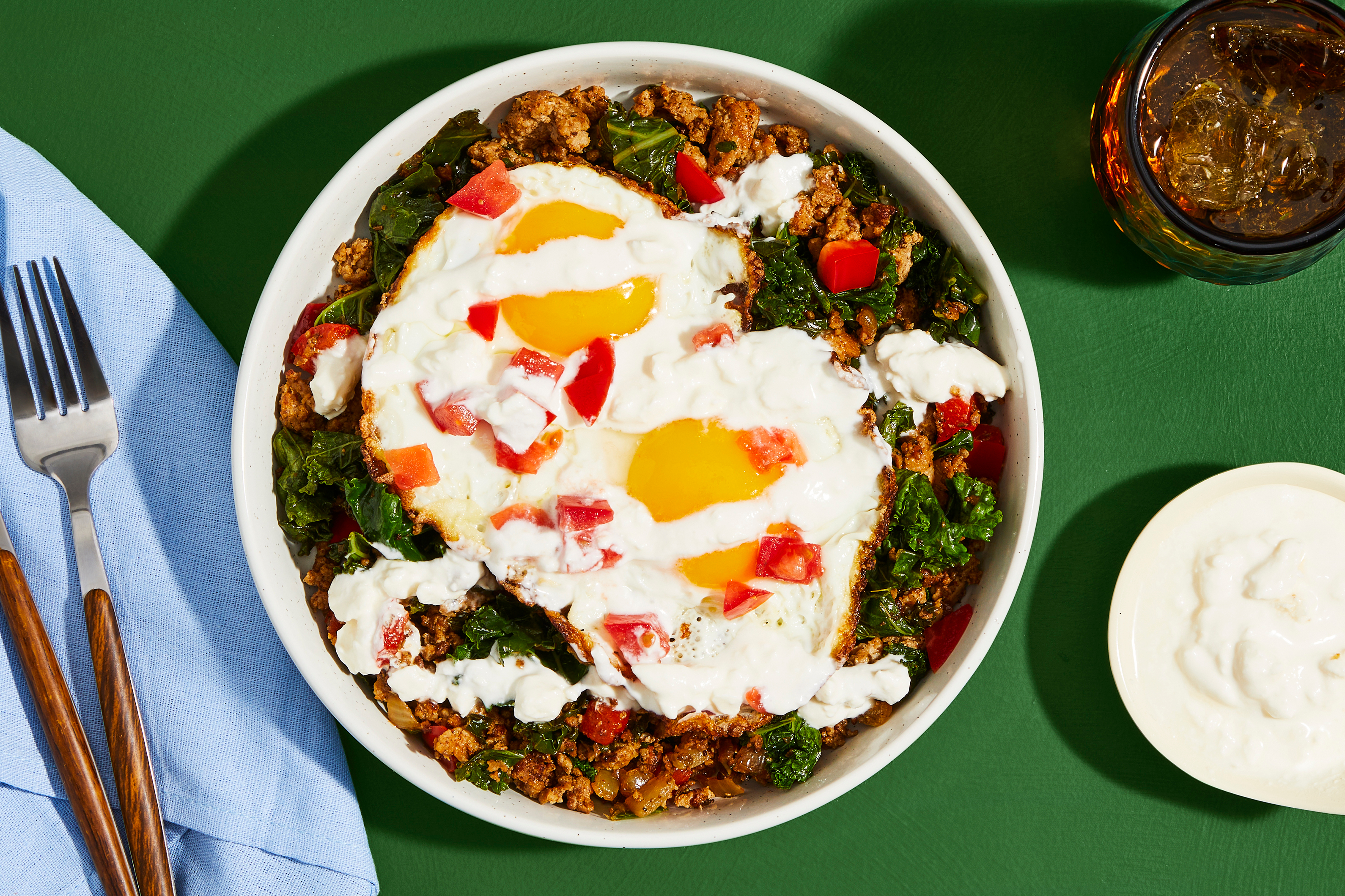 Greek-Spiced Pork & Eggs