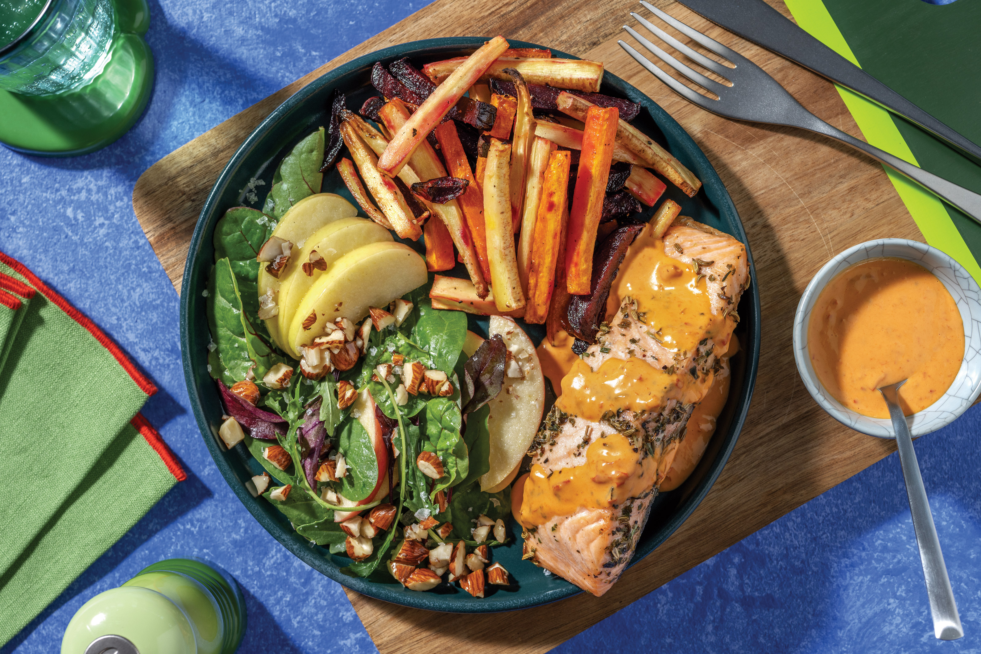 Tuscan Baked Salmon & Veggie Fries