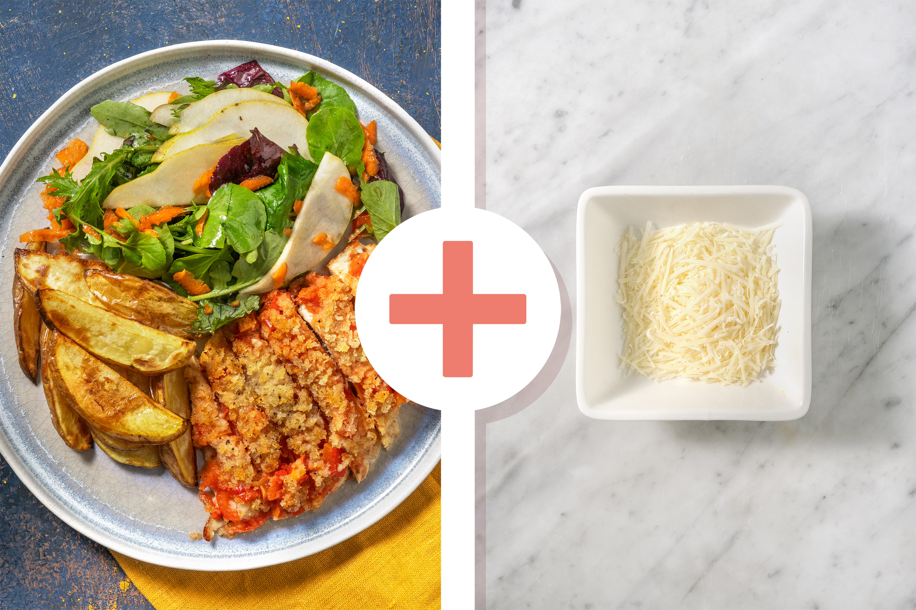 Parmesan-Crusted Chicken & Cheesy Wedges