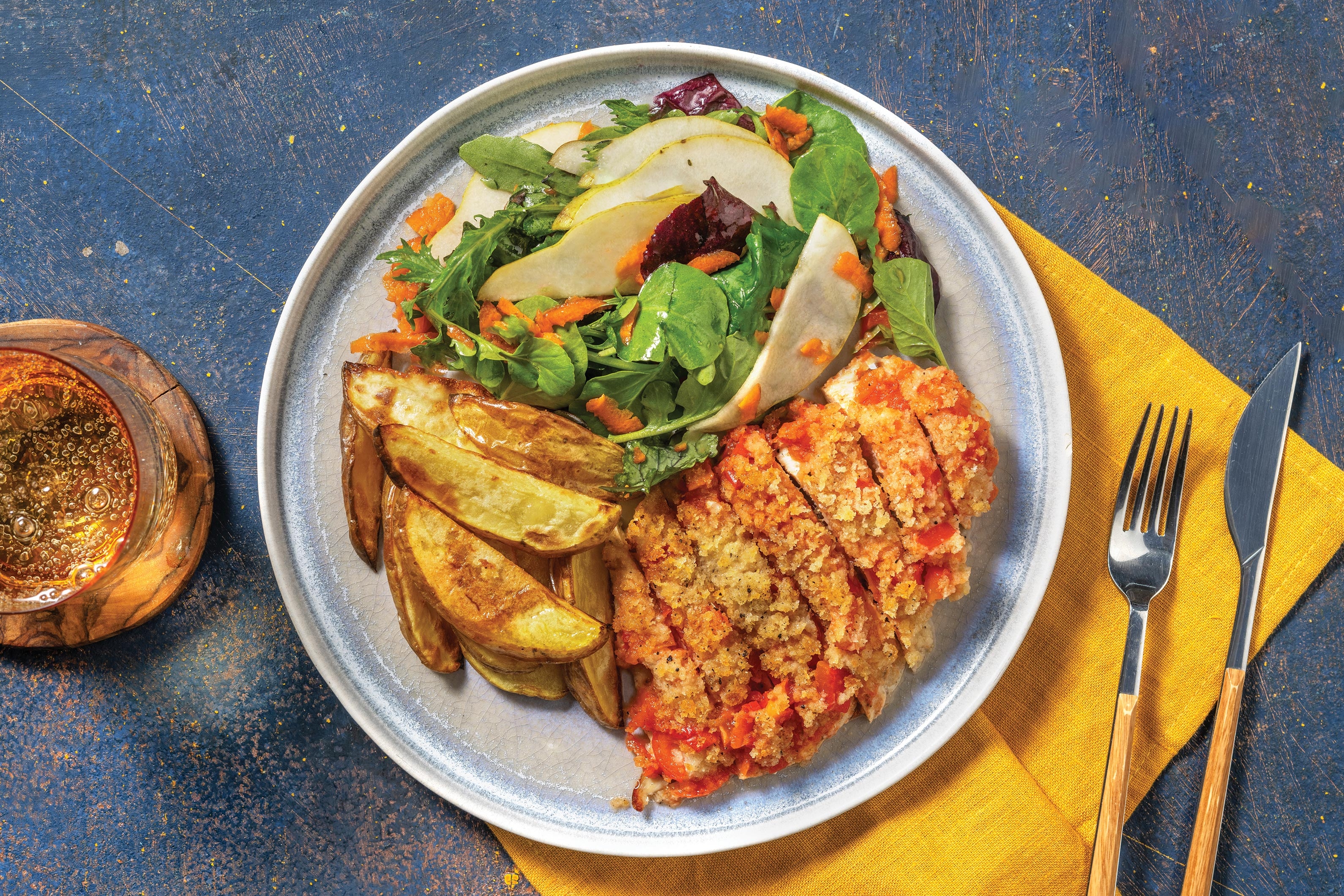 Parmesan-Crusted Chicken & Potato Wedges