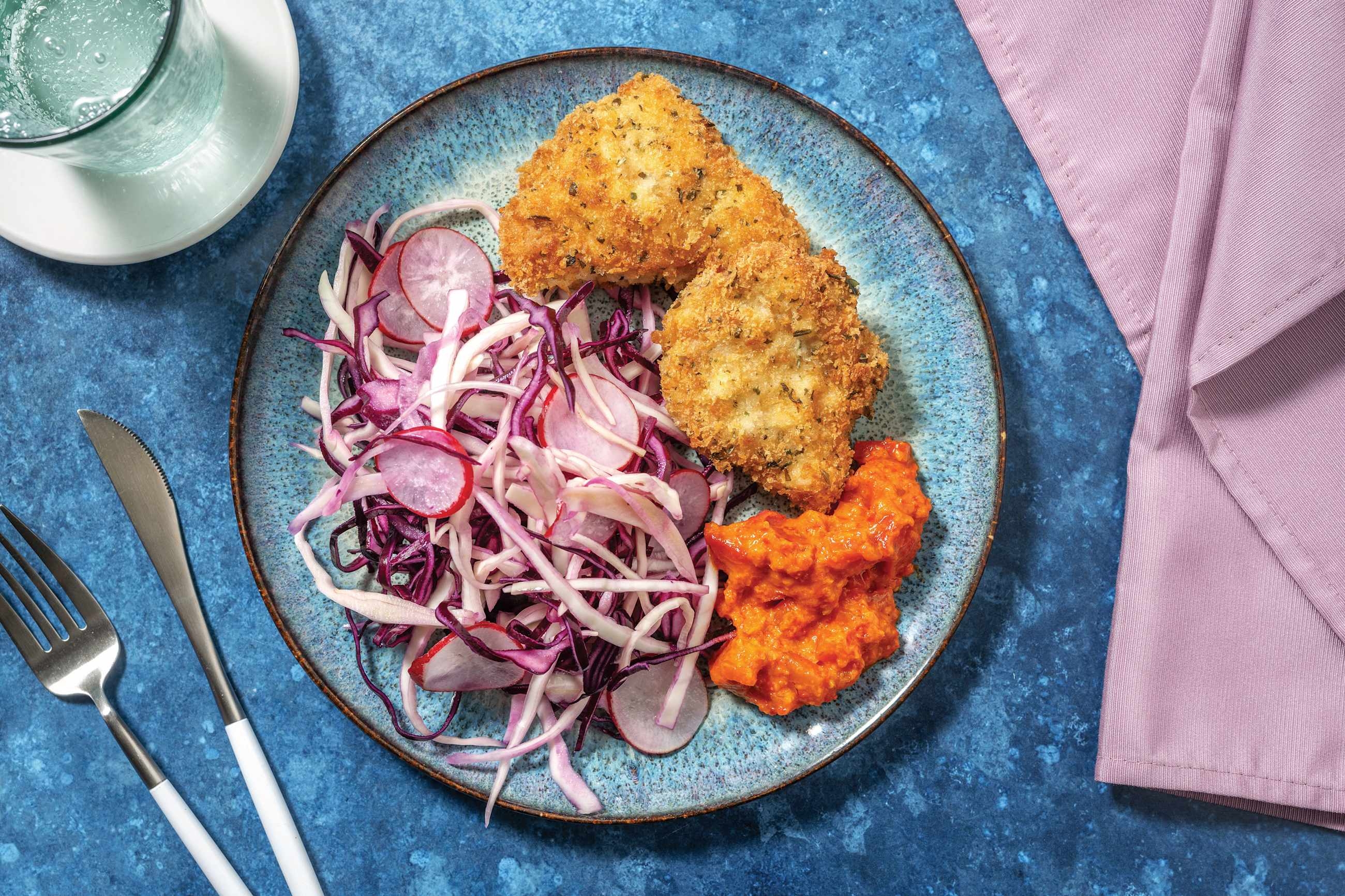 Easy Parmesan Pork Schnitzels & Capsicum Relish